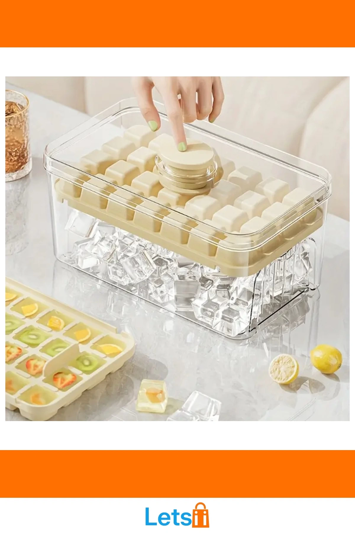 Basmalı Hazneli Pratik Buzluk 56 Adet Buz Küpü Kapasiteli BPA İçermeyen