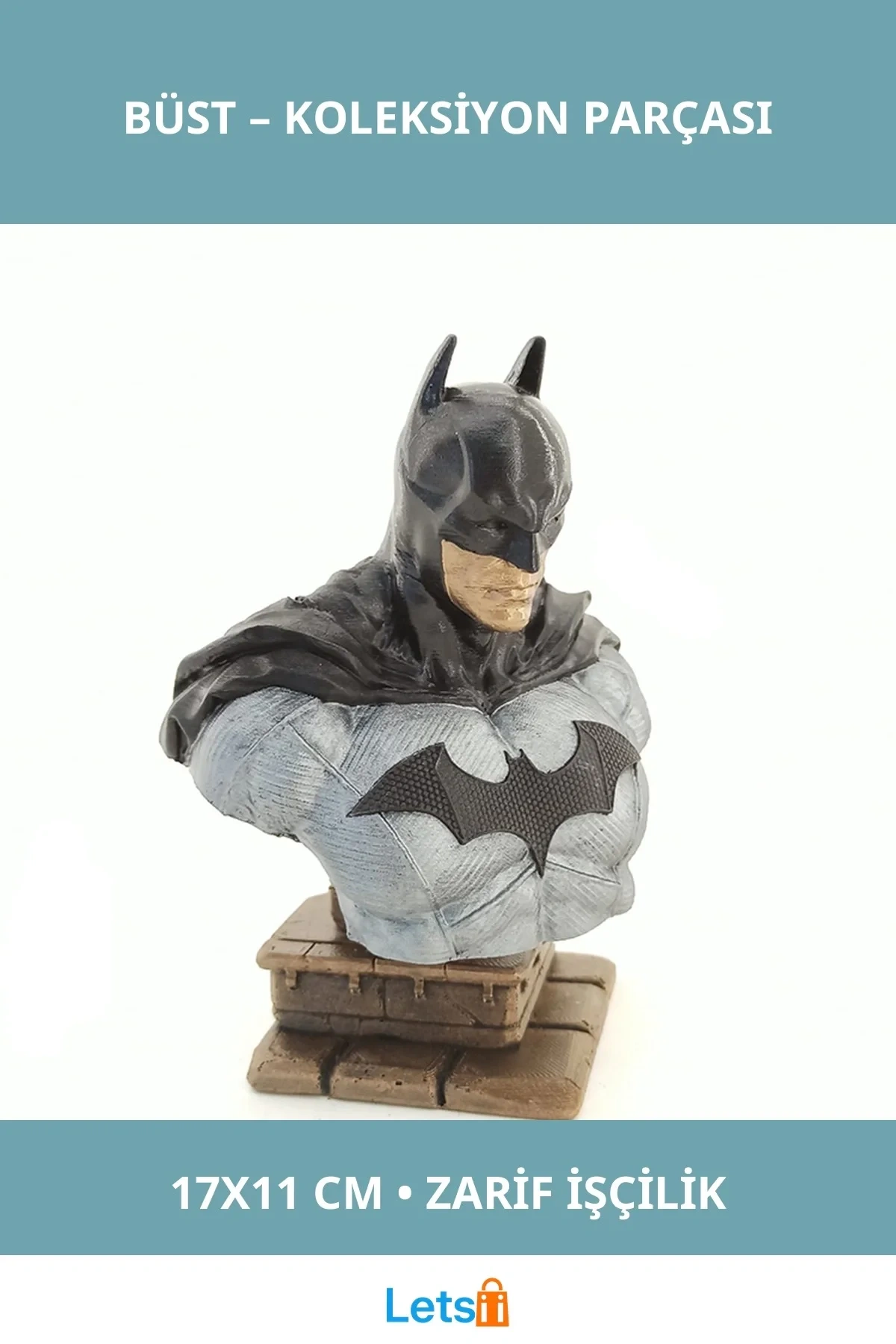 Batman Büst Siyah Detaylı 17x11 cm Koleksiyon Parçası
