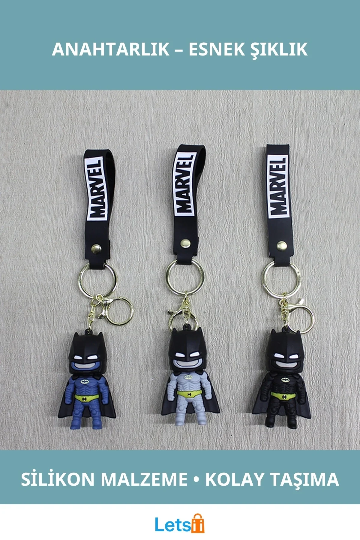 Batman Figürlü Dayanıklı Silikon Anahtarlık