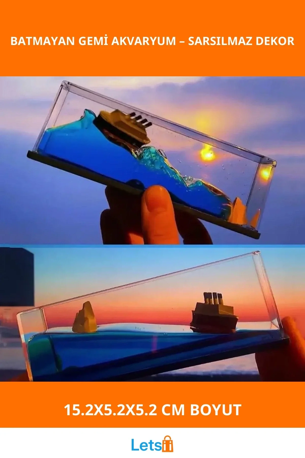 Batmayan Gemi Akvaryum Fonksiyonel Dekoratif Aksesuar