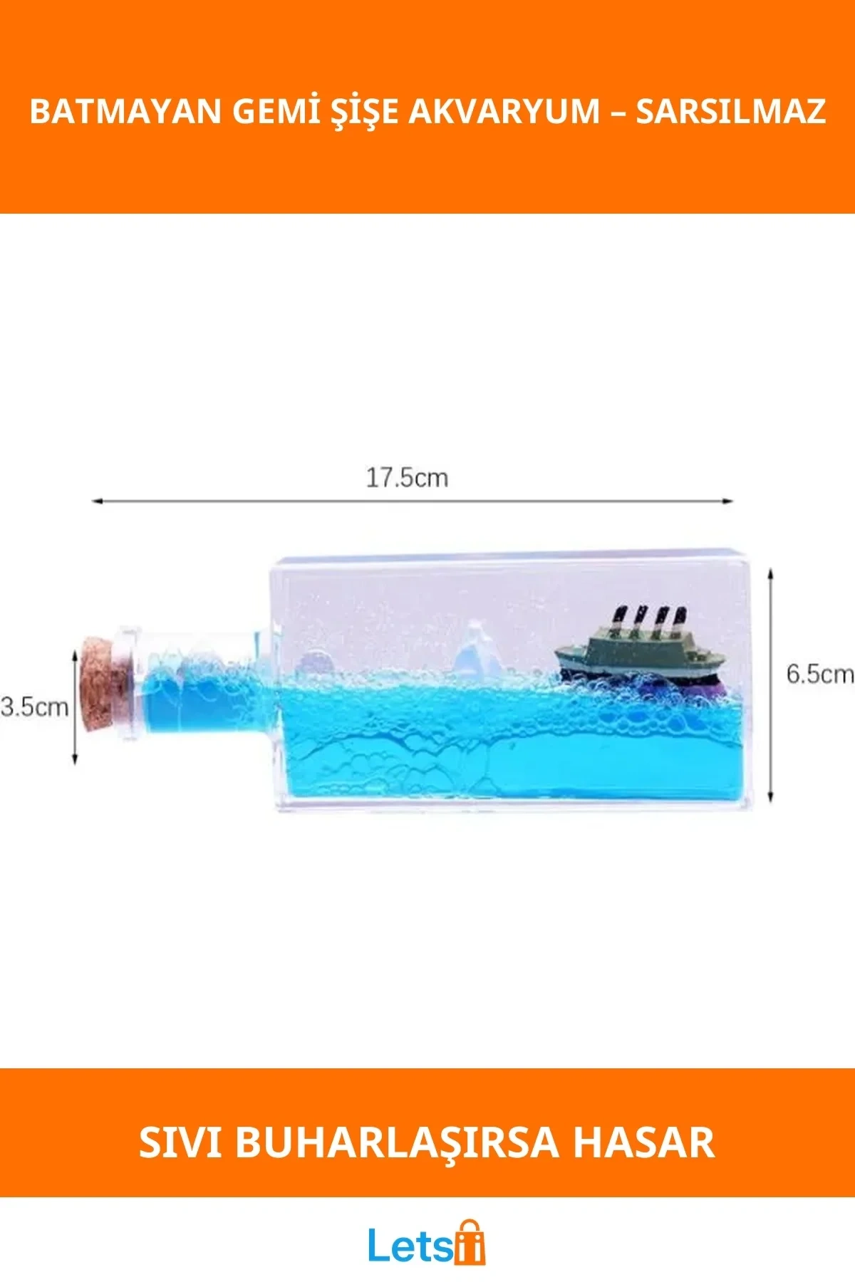 Batmayan Gemi Şişe Akvaryum Dekoratif Süs