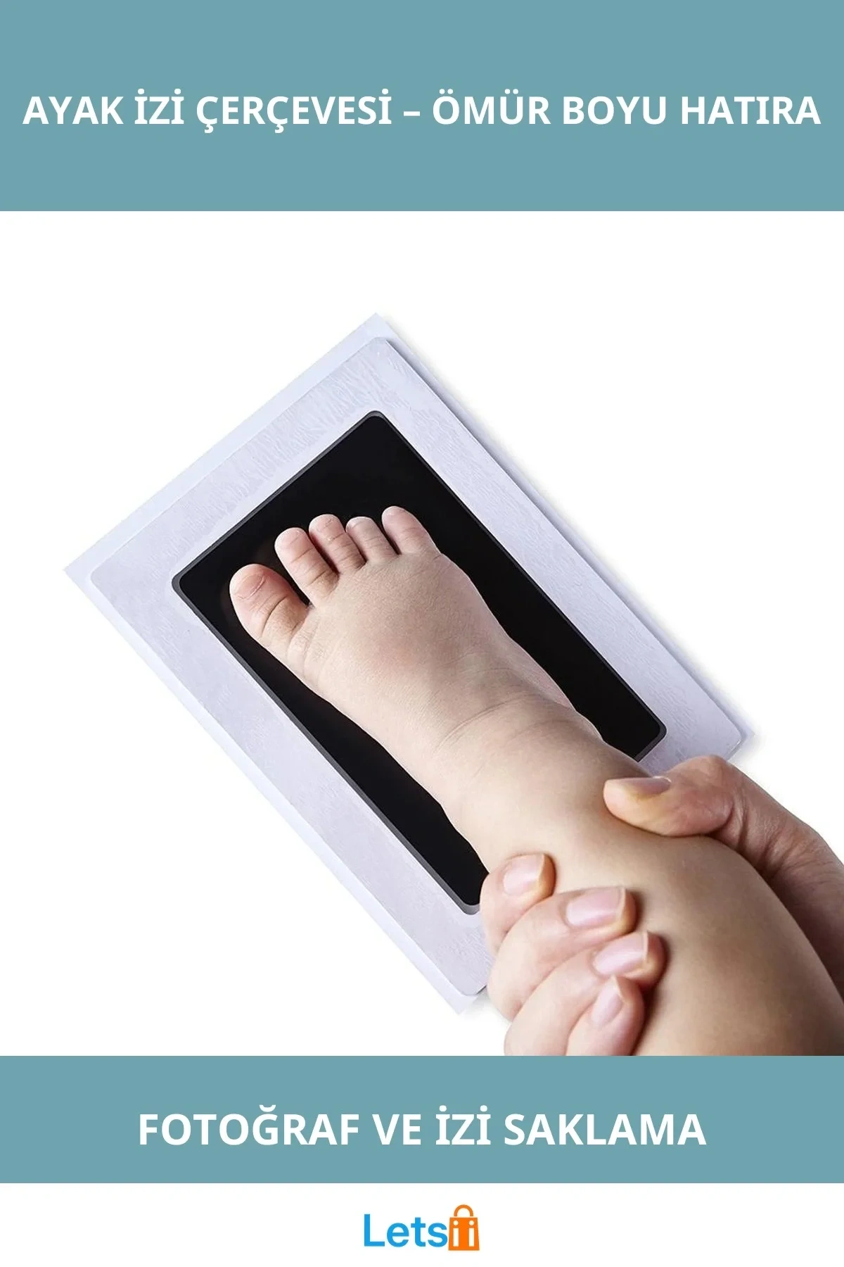 Bebek El Ayak İzi Fotoğraf Çerçevesi Mürekkepsiz Baskı Kiti ile Güvenli Anı Saklama Seti
