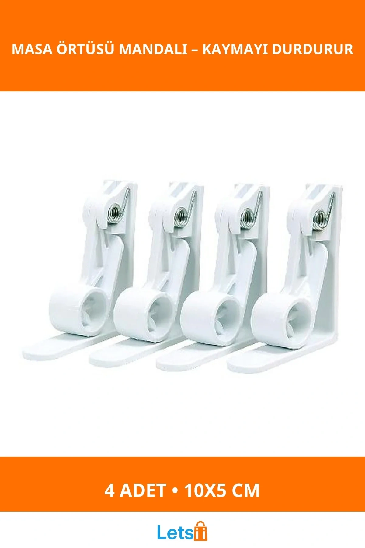 Beyaz 4 Adet Yaylı Masa Örtüsü Mandalı