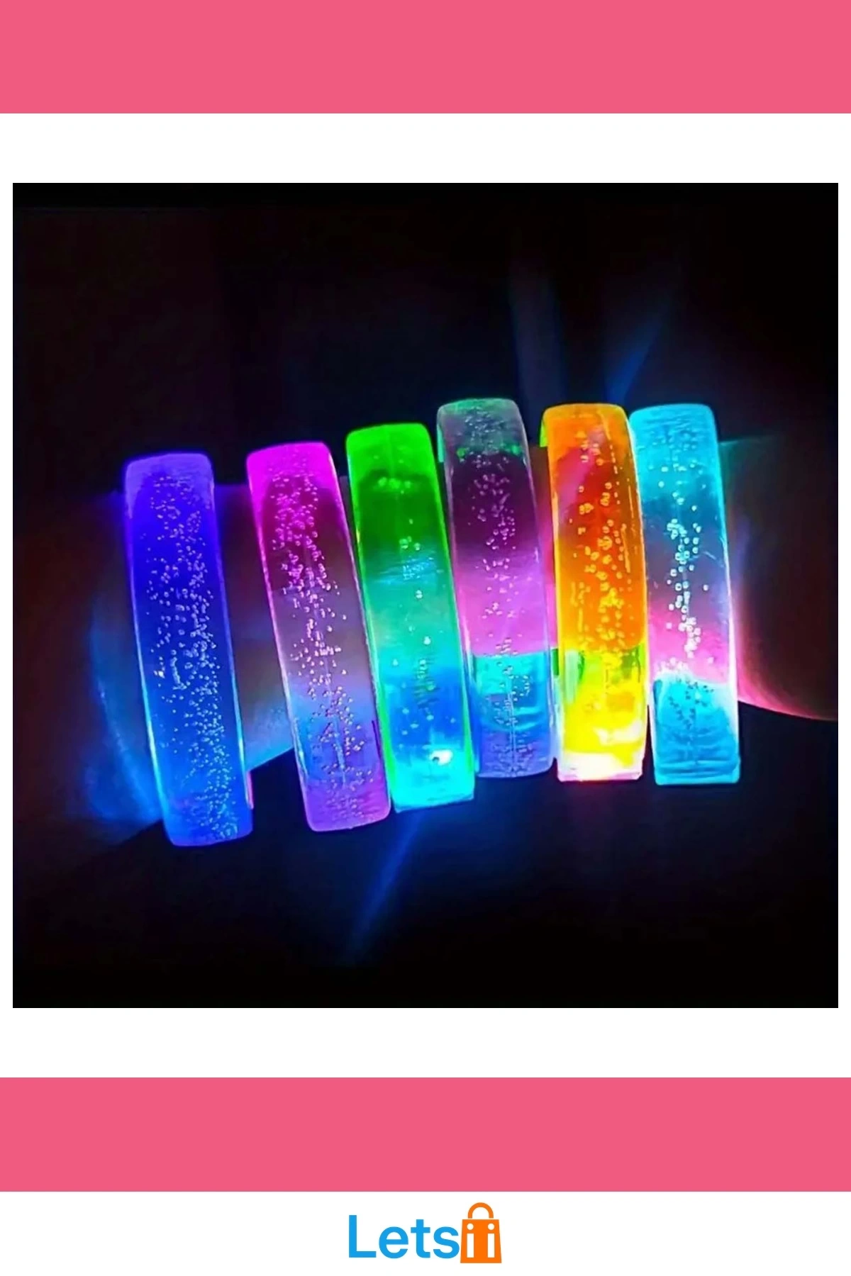 Beyaz Gümüş Led Işıklı Baskı Yapılabilen Pilli Bileklik Bilezik