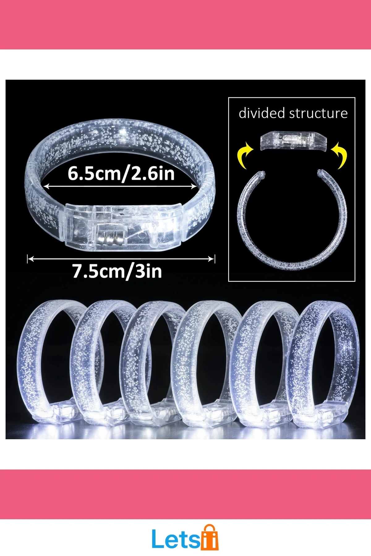 Beyaz Gümüş Led Işıklı Baskı Yapılabilen Pilli Bileklik Bilezik