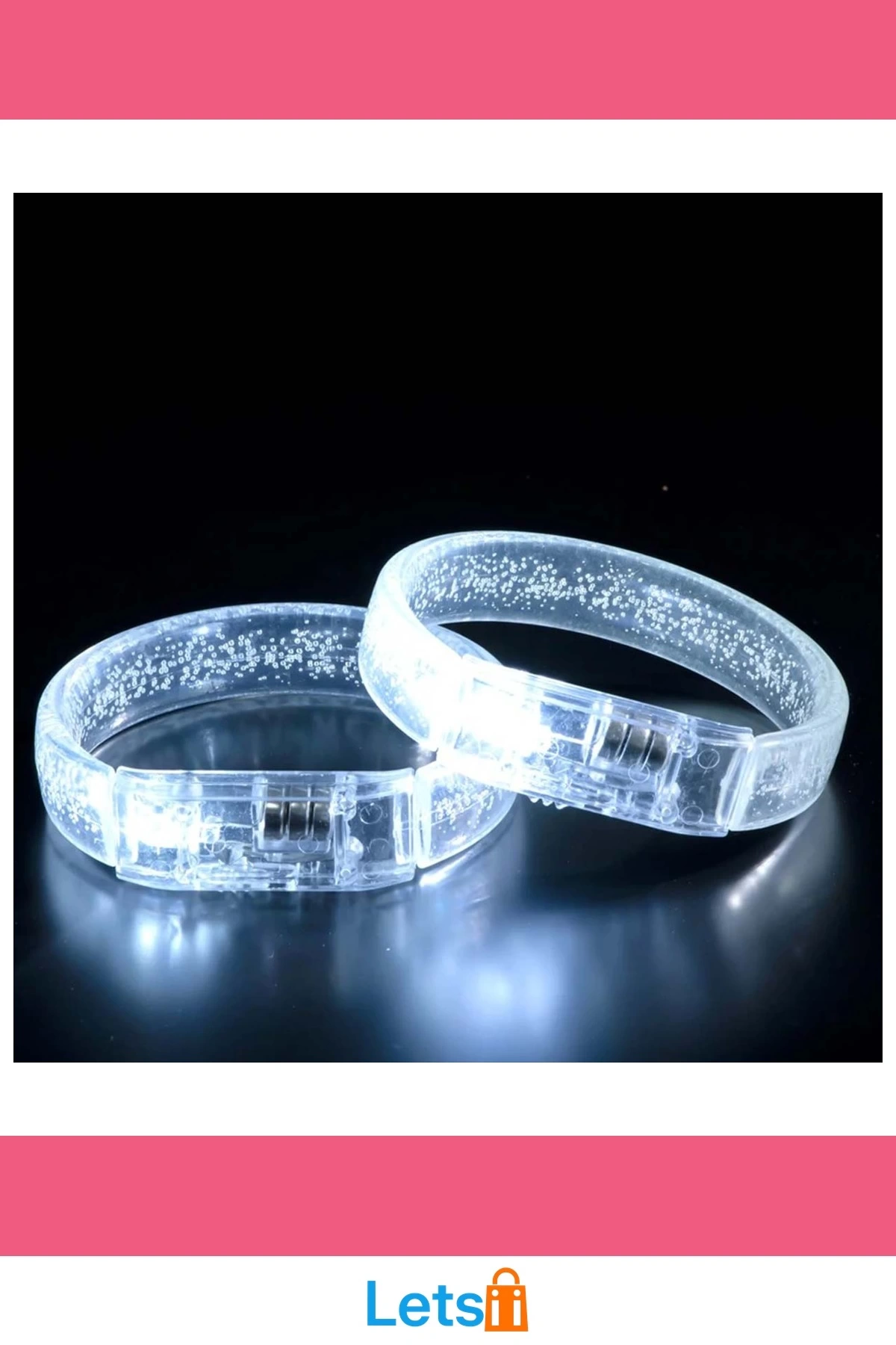 Beyaz Gümüş Led Işıklı Baskı Yapılabilen Pilli Bileklik Bilezik