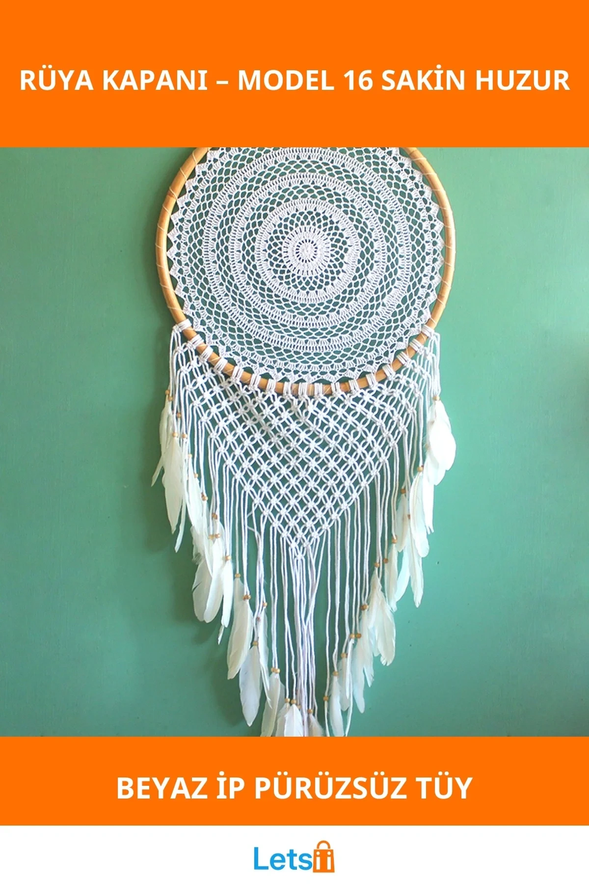 Beyaz İplikli Zarif Rüya Kapanı Dream Catcher