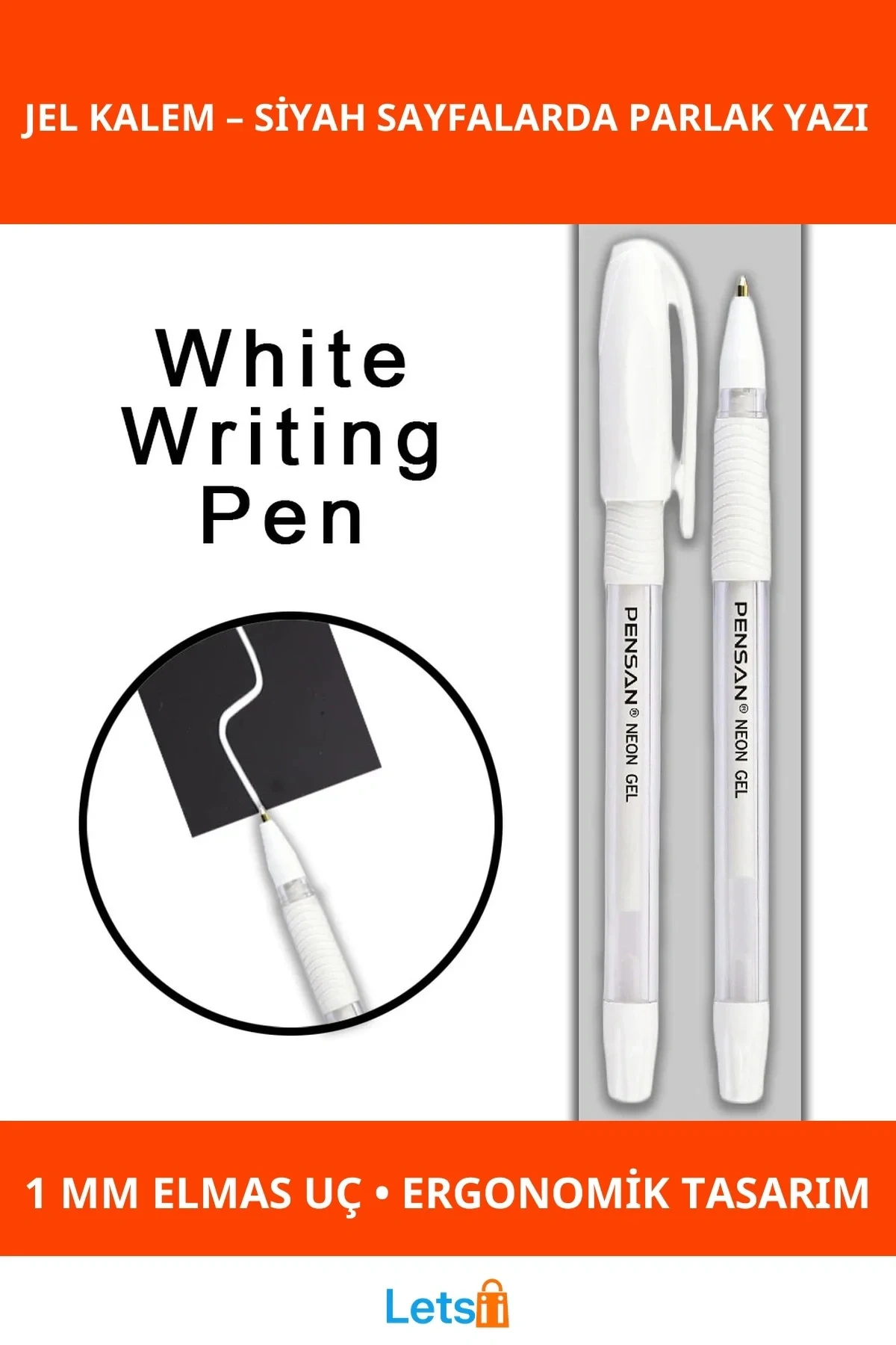 Beyaz Jel Kalem 1mm Uçlu Ergonomik Yazım