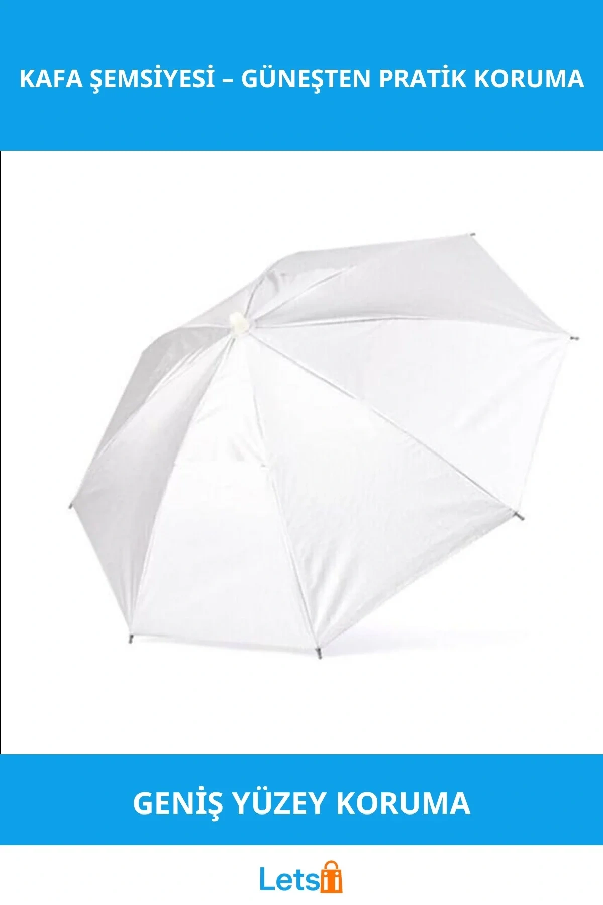 Beyaz Kafa Şemsiyesi Güneş Koruma Aksesuarı