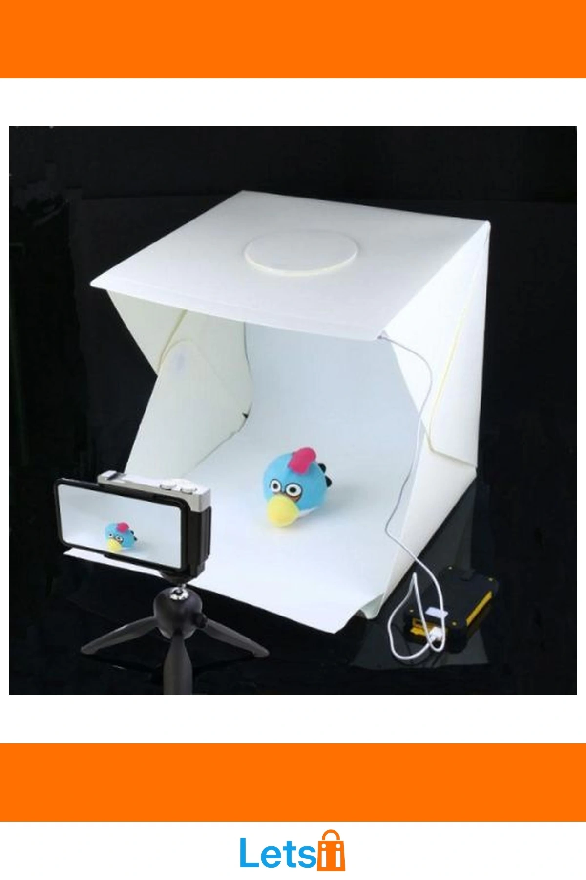 Beyaz LED Işıklı Katlanır Ürün Fotoğraf Çekim Çadırı 23x24x23 CM