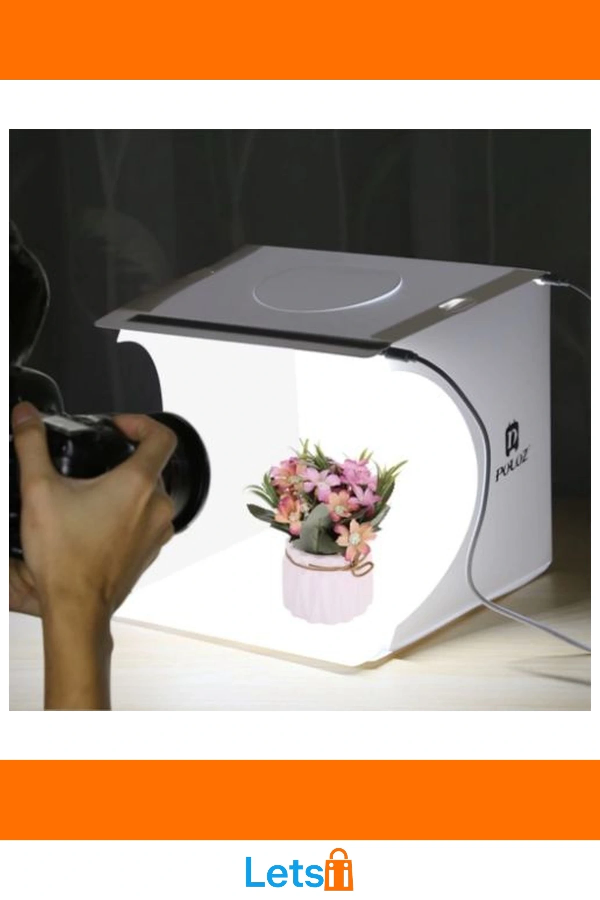 Beyaz LED Işıklı Katlanır Ürün Fotoğraf Çekim Çadırı 23x24x23 CM