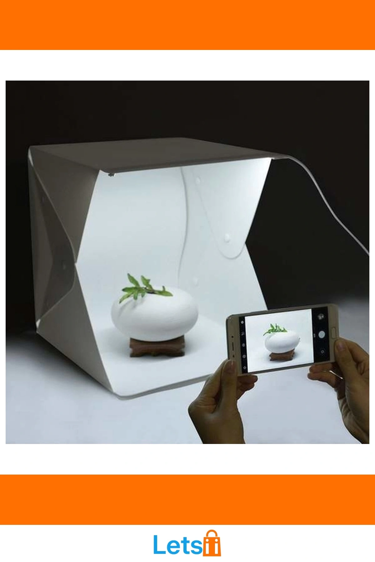 Beyaz LED Işıklı Katlanır Ürün Fotoğraf Çekim Çadırı 23x24x23 CM