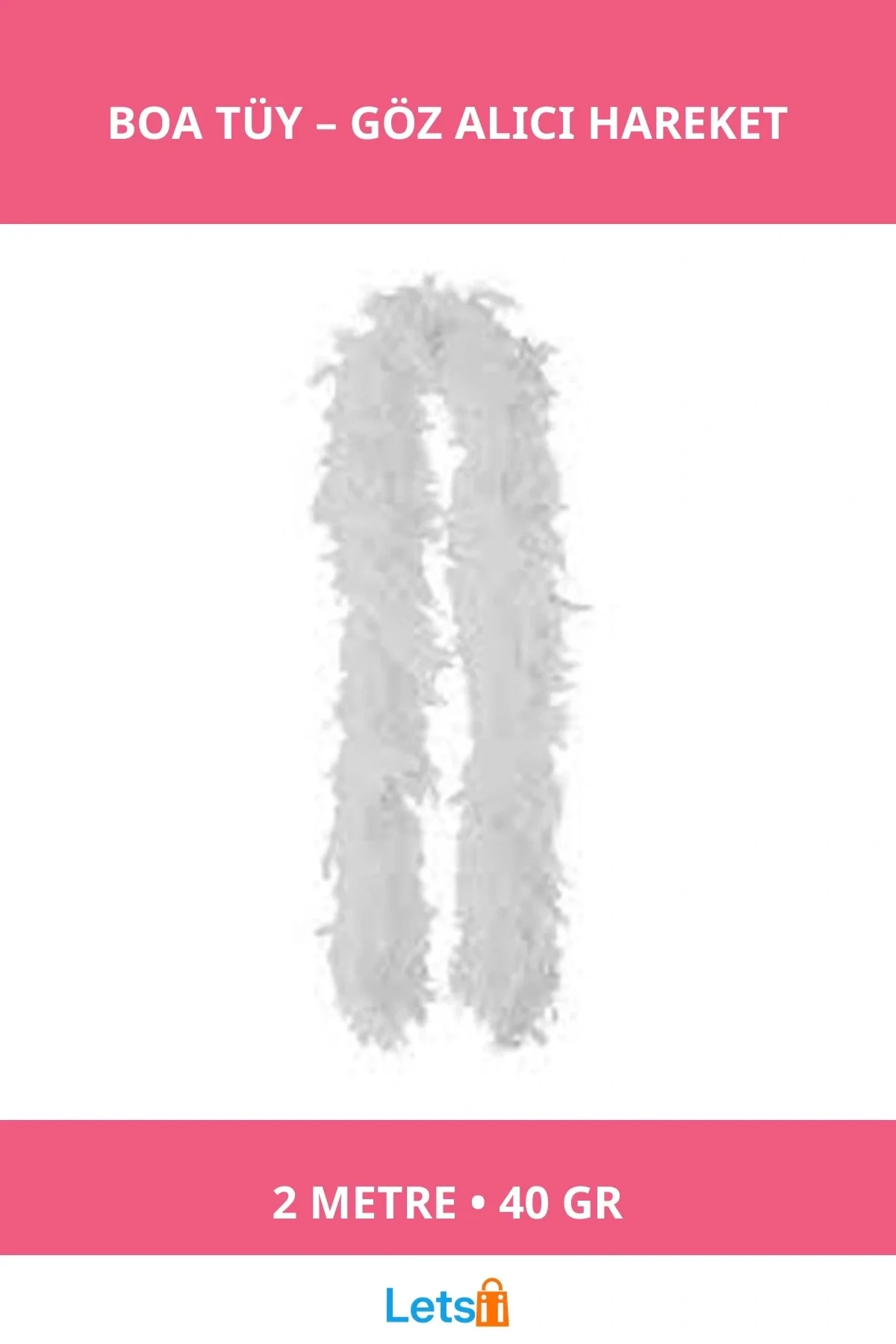 Beyaz Otriş Boa Tüy 2 Metre Süslü Kostüm Aksesuarı