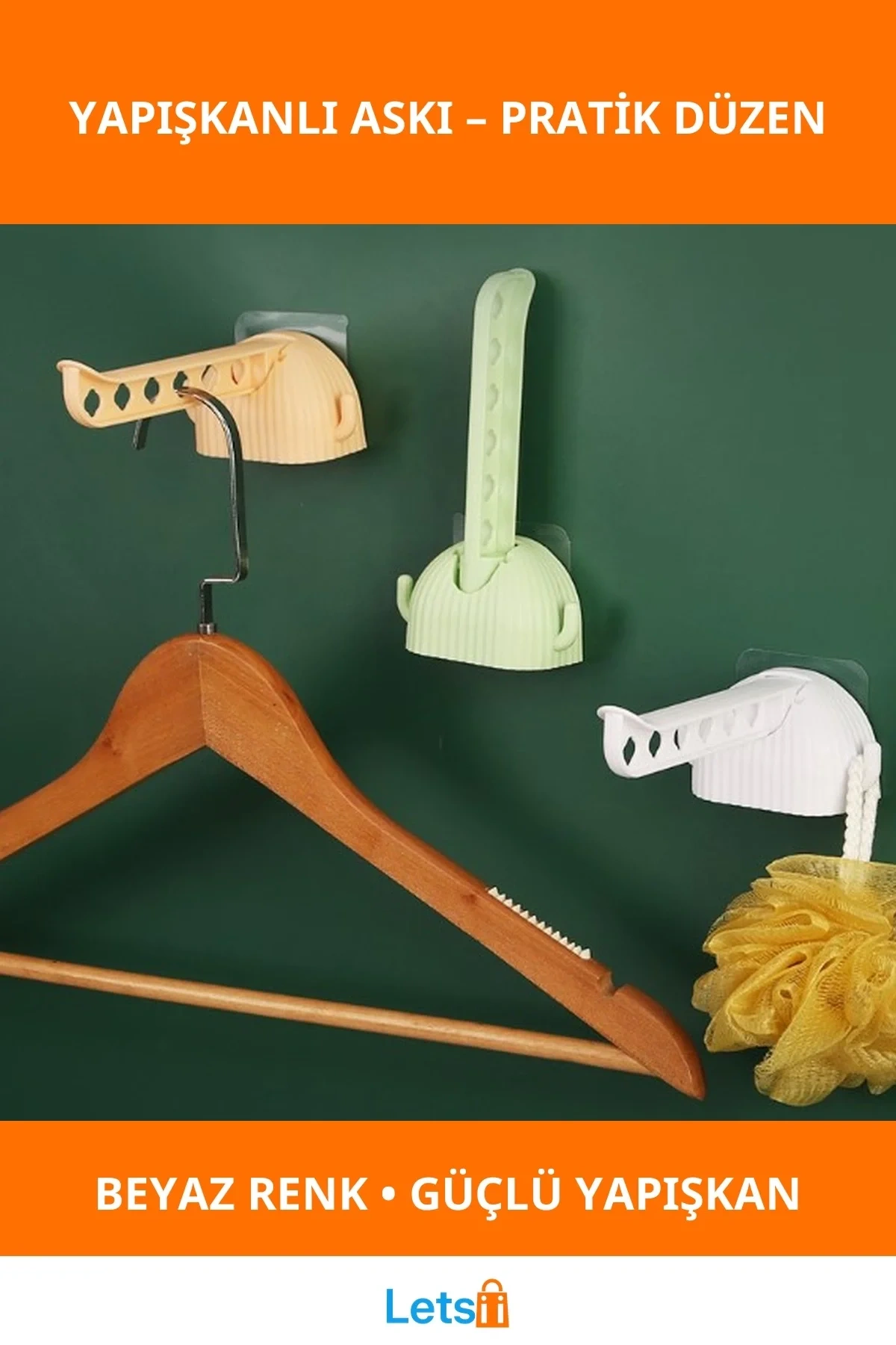 Beyaz Portatif Kendinden Yapışkanlı Askı Düzenleyici