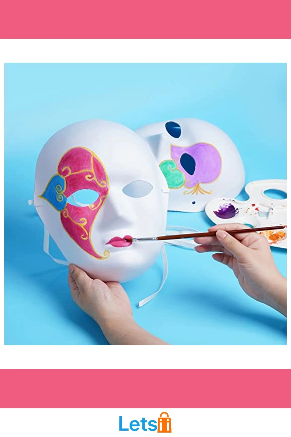 Beyaz Renk Boyanabilir Anonim Tam Yüz Cosplay Maske 24x18 cm