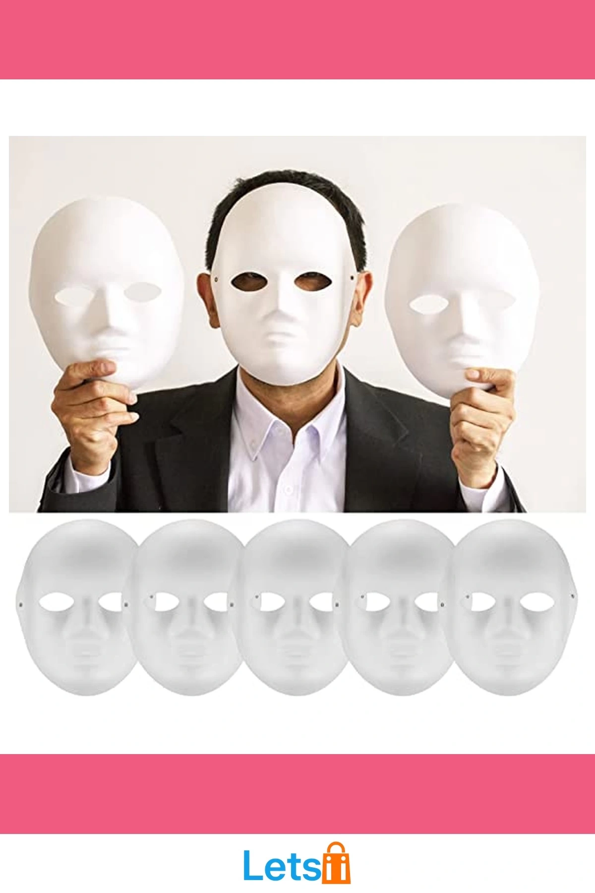 Beyaz Renk Boyanabilir Anonim Tam Yüz Cosplay Maske 24x18 cm