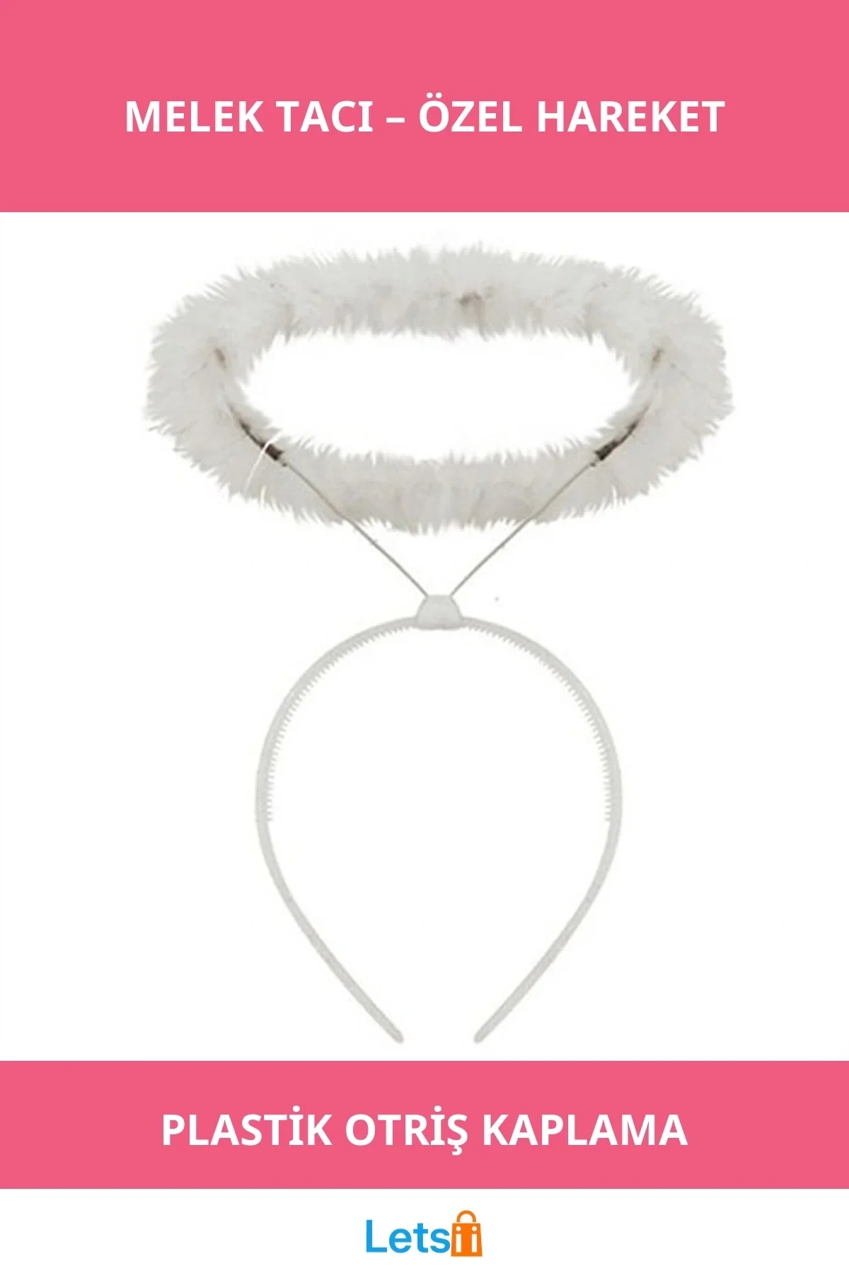 Beyaz Renk Plastik Melek Tacı Kırmızı Otriş Kaplama