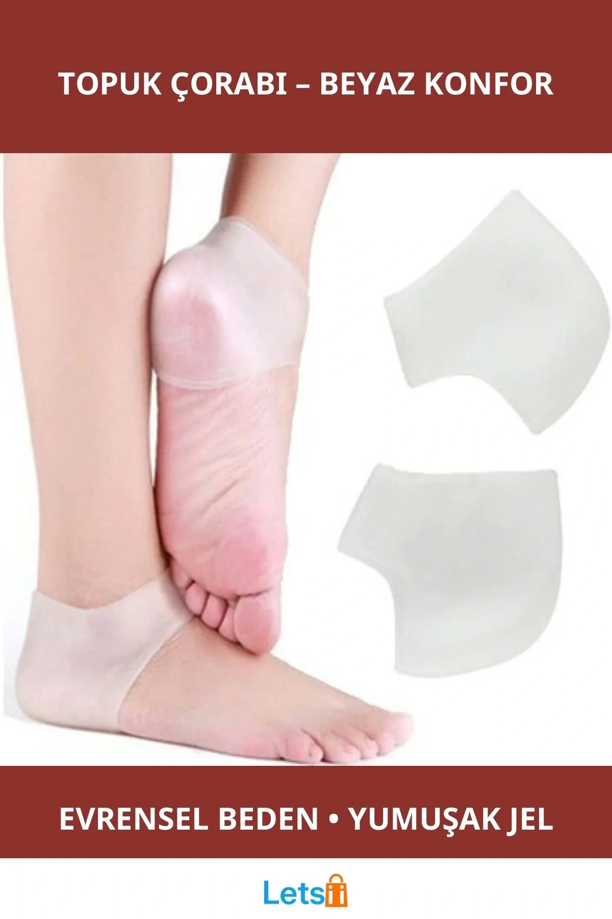 Beyaz Silikon Topuk Çorabı Rahat ve Hijyenik