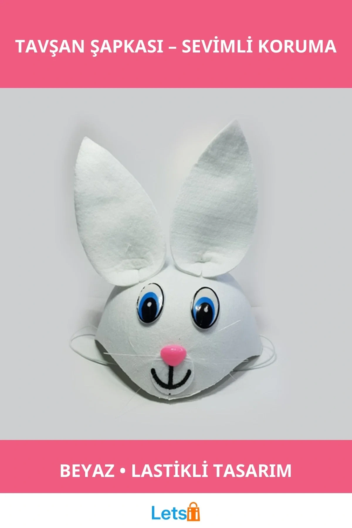 Beyaz Tavşan Şeklinde Rahat Çocuk Şapkası