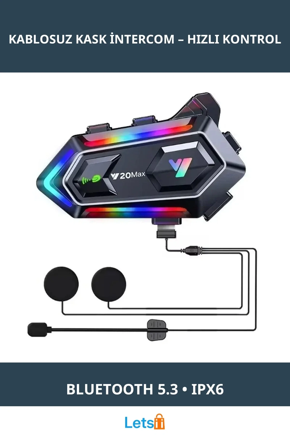 Bluetooth 5.3 Su Geçirmez Kablosuz Motosiklet Kask Intercom