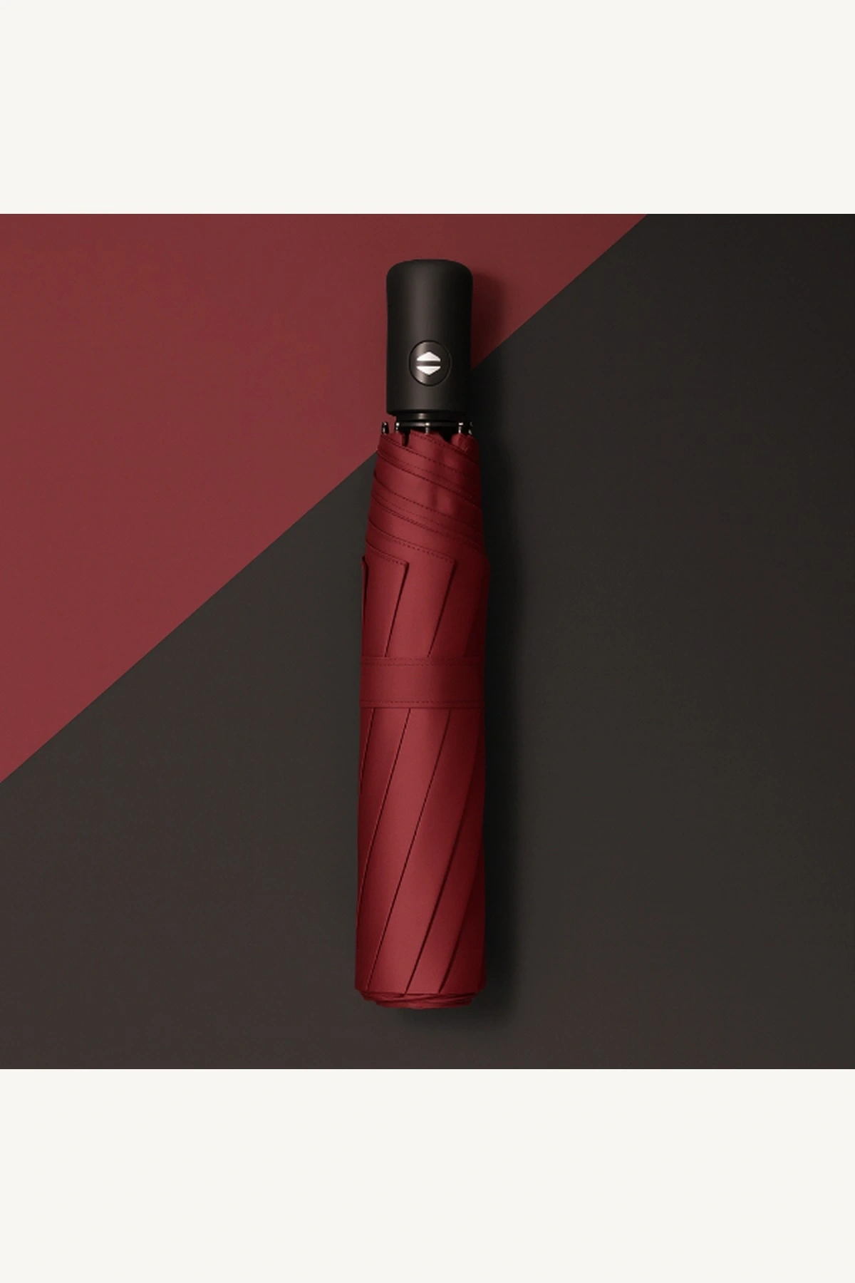 Bordo Otomatik Açılan Kompakt Şemsiye Rüzgar Dayanıklı 8 Telli Su Geçirmez Çantalı Şemsiye