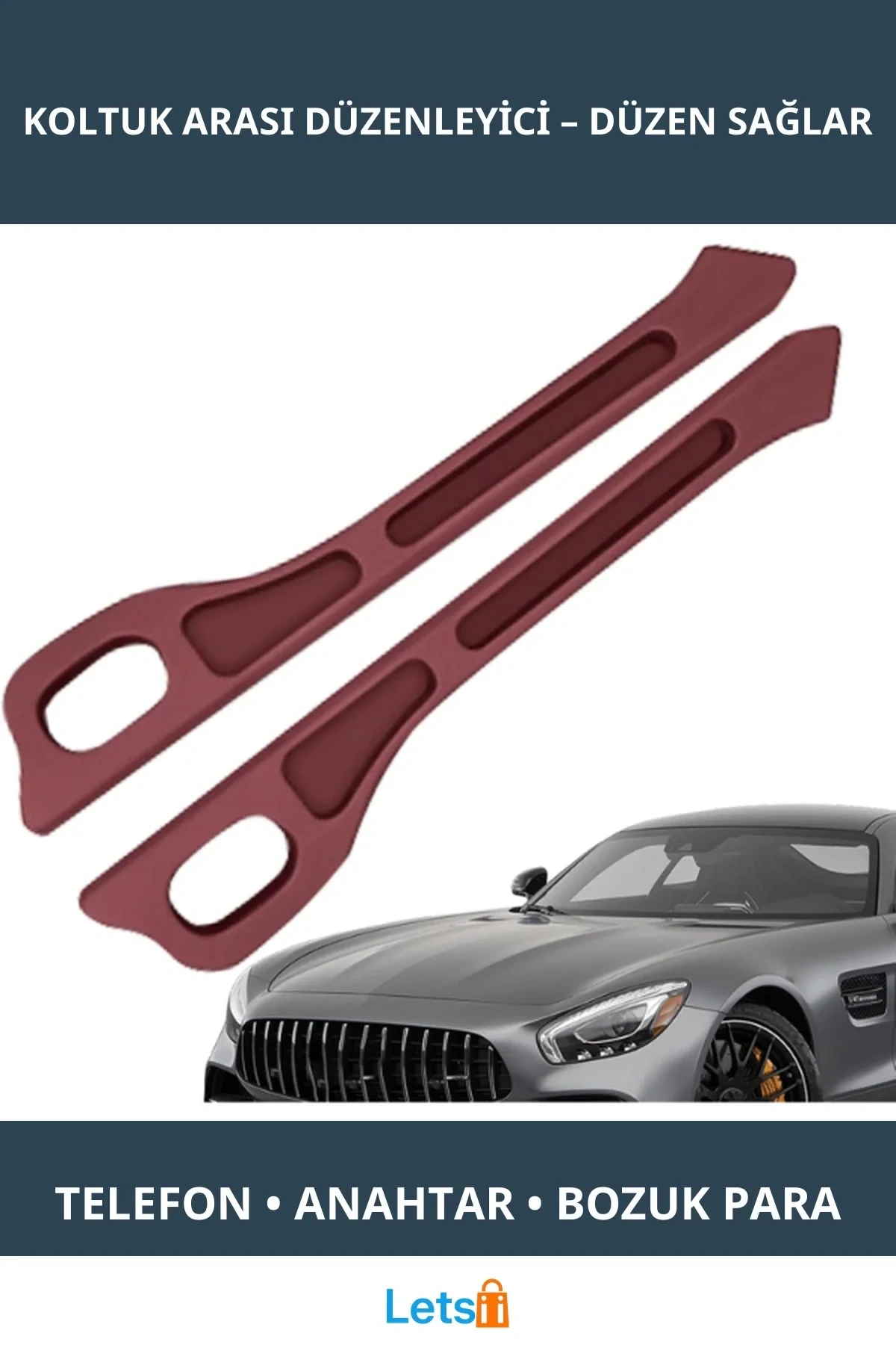 Bordo Renk Araba Koltuk Arası Düzenleyici 2 Adet