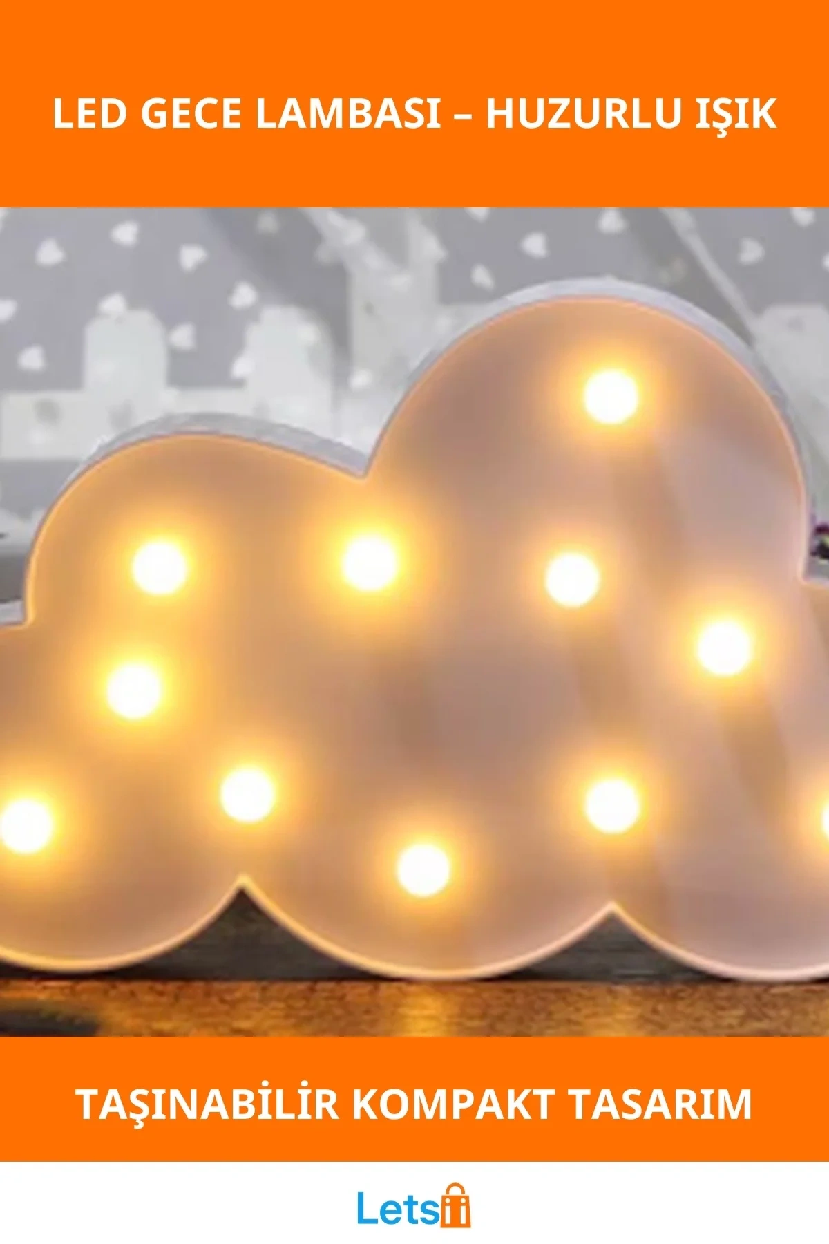 Bulut Şeklinde Dekoratif Taşınabilir LED Gece Lambası