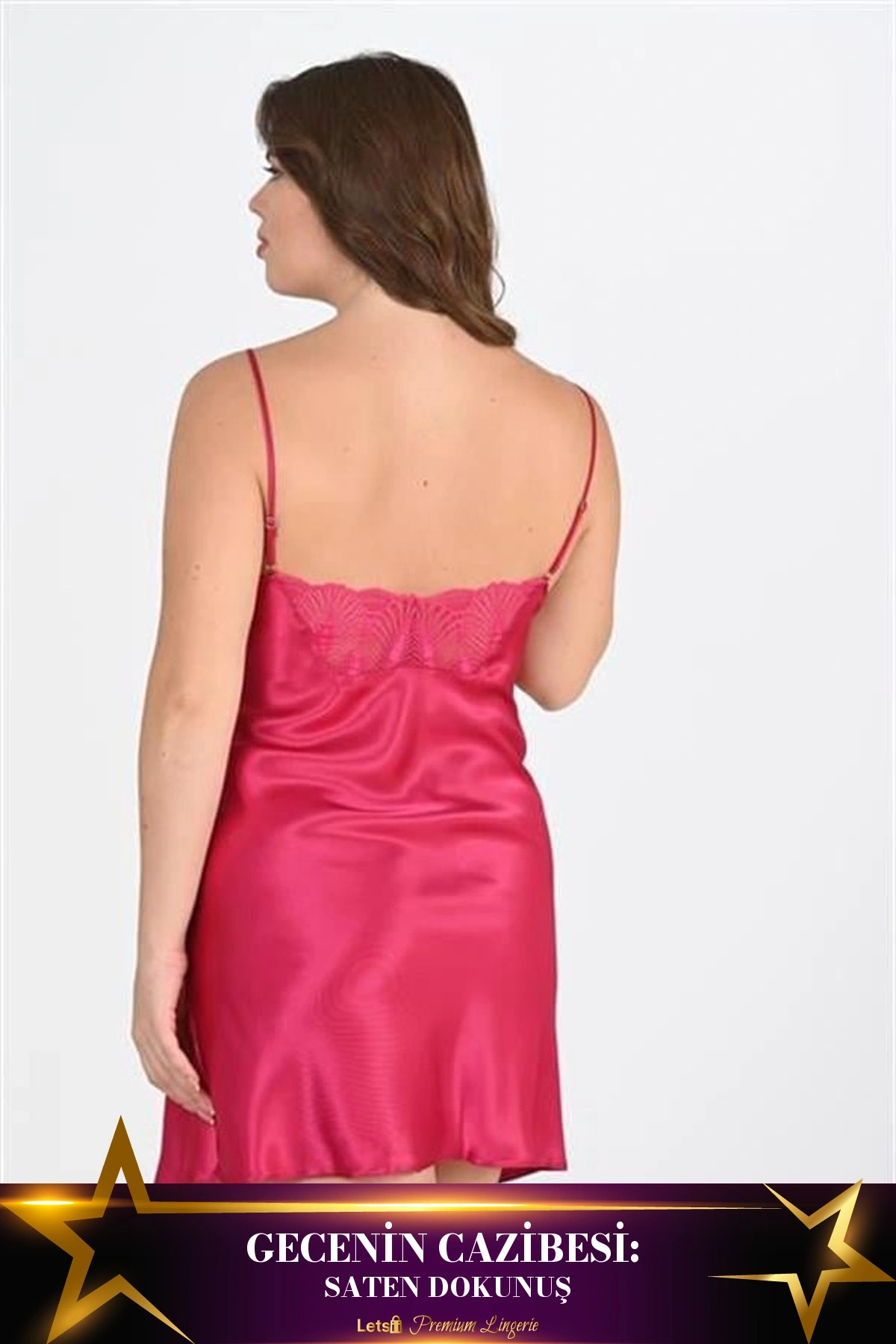 Büyük 2Li Saten Sabahlık Takımı Vişne Renk