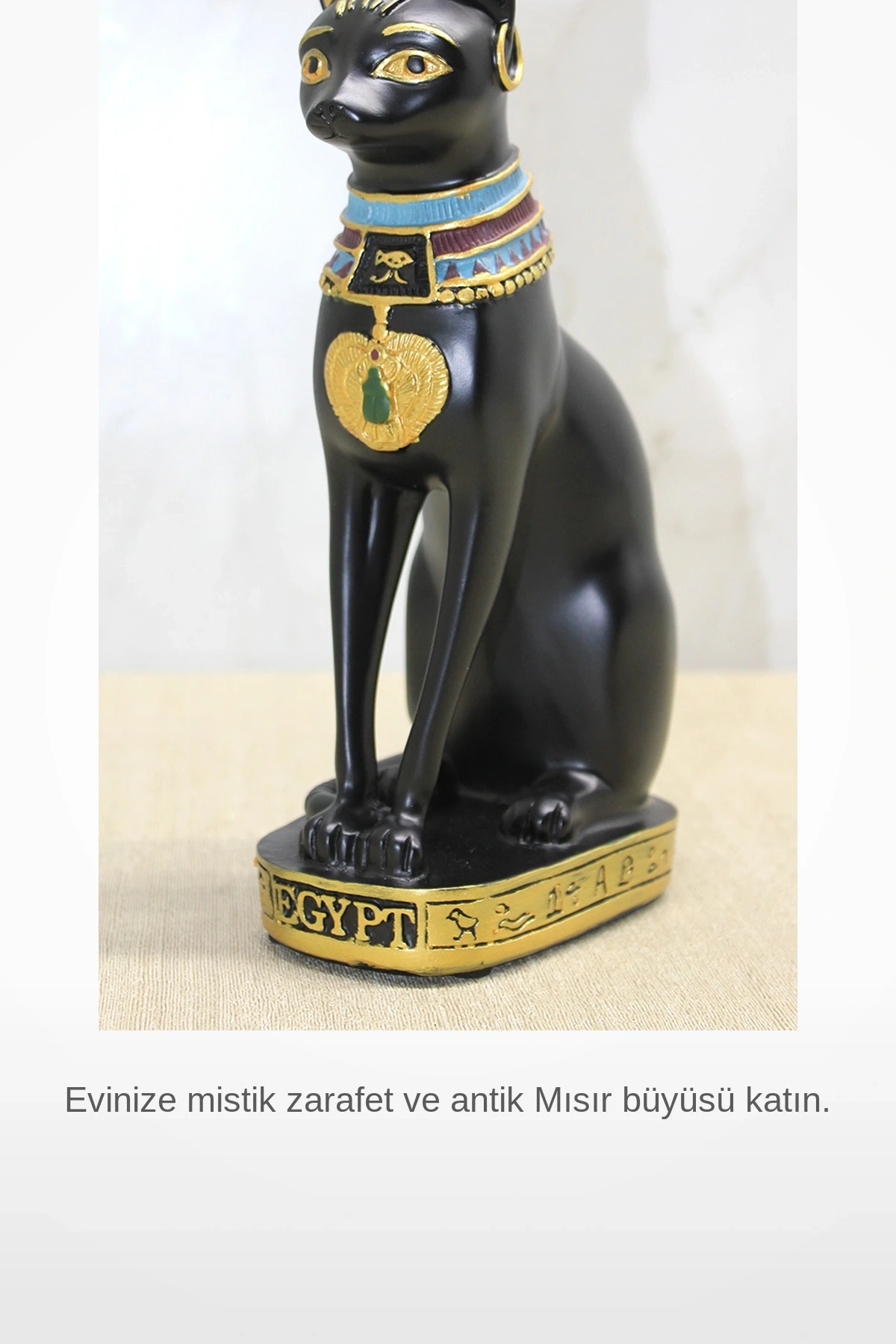 Büyük Boy 25cm Polyester Mısır Kedisi Figürü Dekoratif Obje