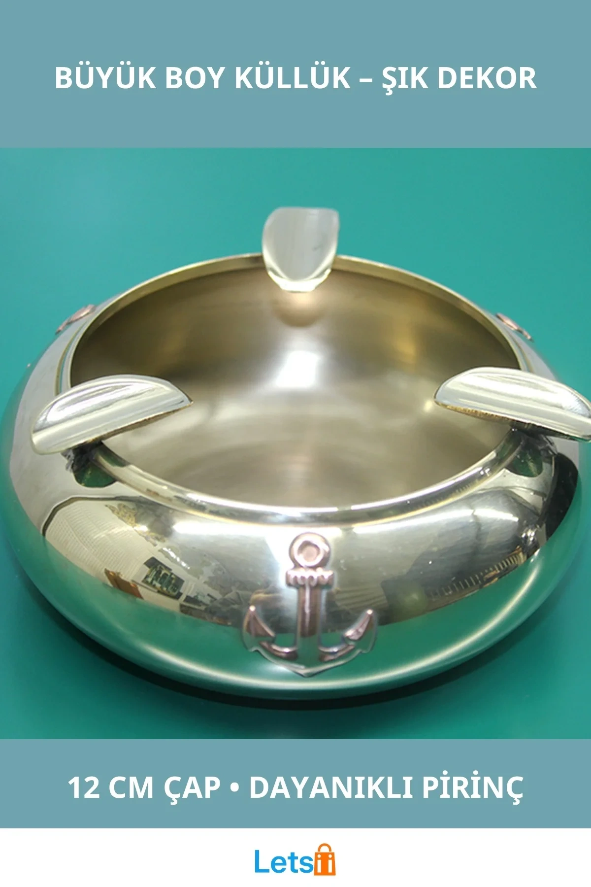 Büyük Boy Pirinç Küllük 12 cm Şık Tasarım