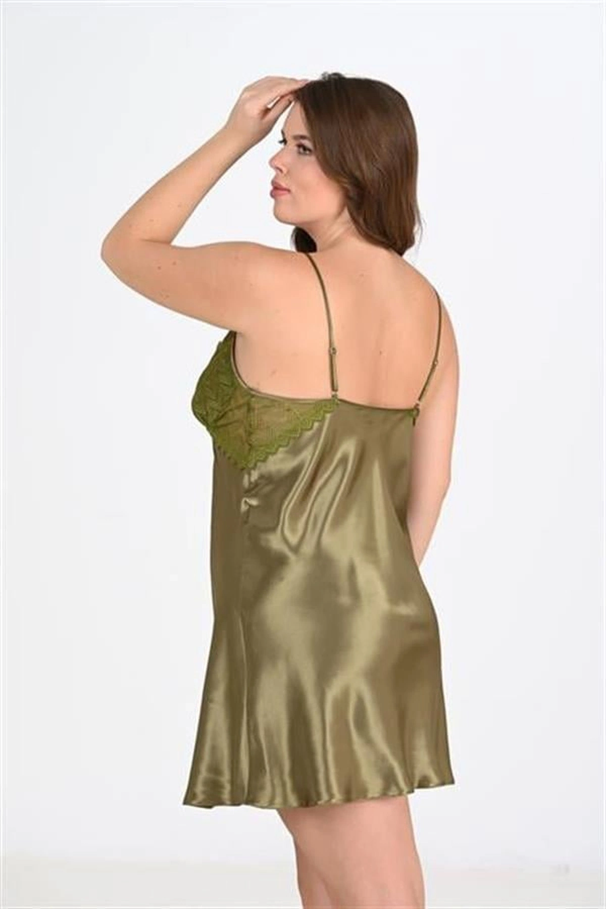 Büyük Gecelik Tek Parça Hafif Dokunuş Haki Renk