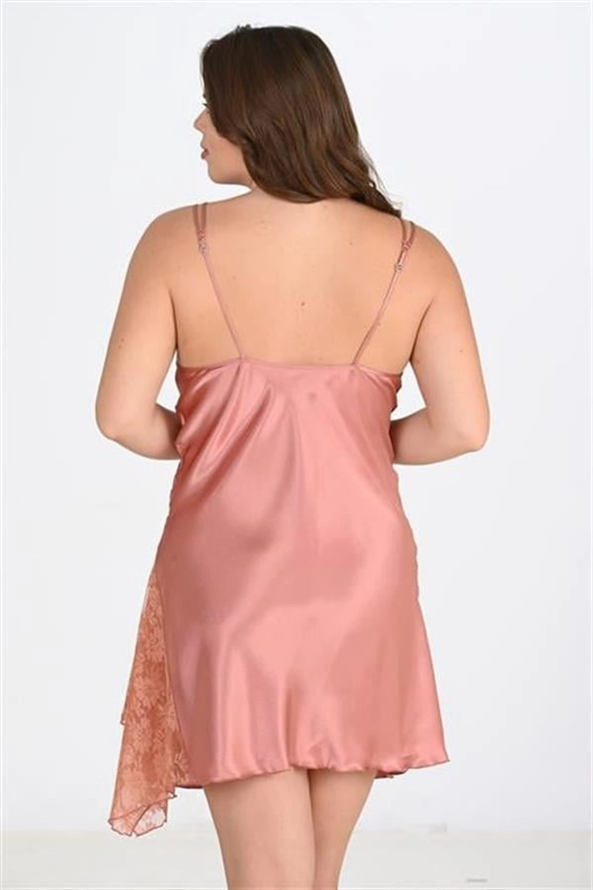 Büyük Gecelik Tek Parça Rahat Kesim Bakır Renk