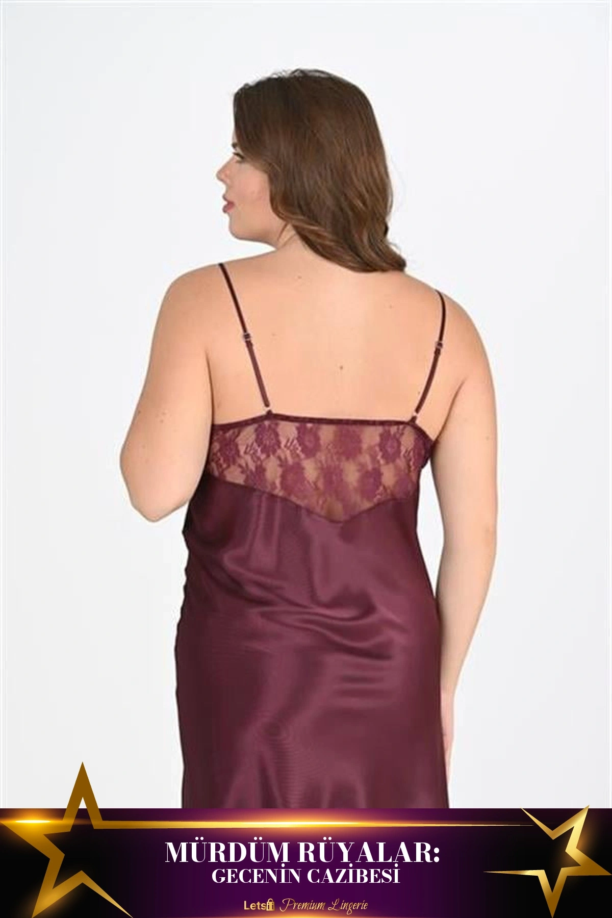 Büyük Gecelik Tek Parça Tasarım Mürdüm Renk