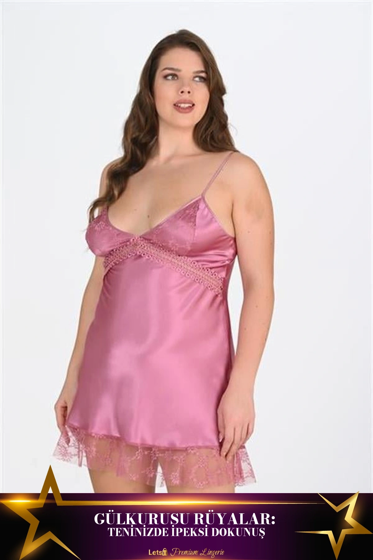 Büyük Gülkurusu Kadın Gecelik Standart Renk