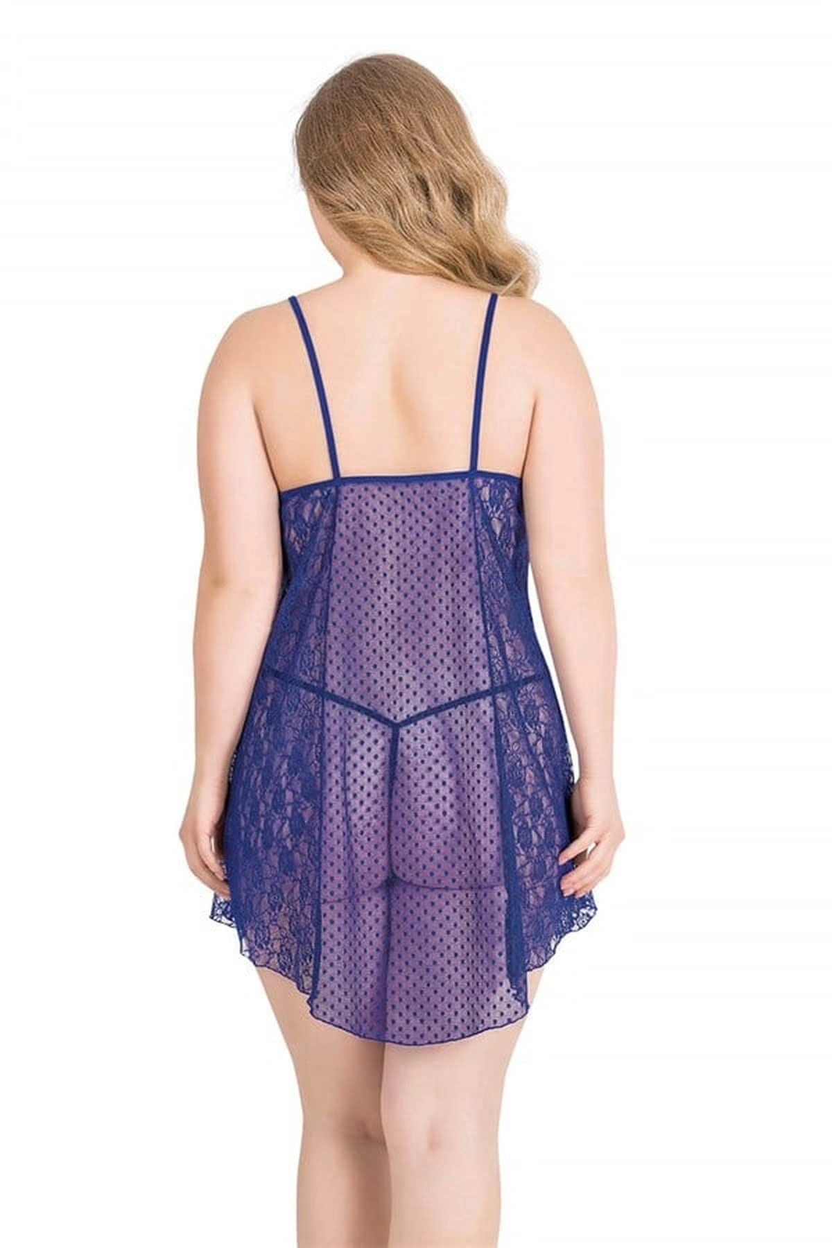 Büyük Kısa Tül Gecelik Saks Mavisi Renk