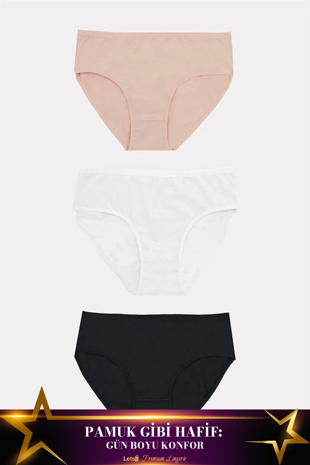 Büyük Pamuklu 3Lü Külot Seti Standart Renk