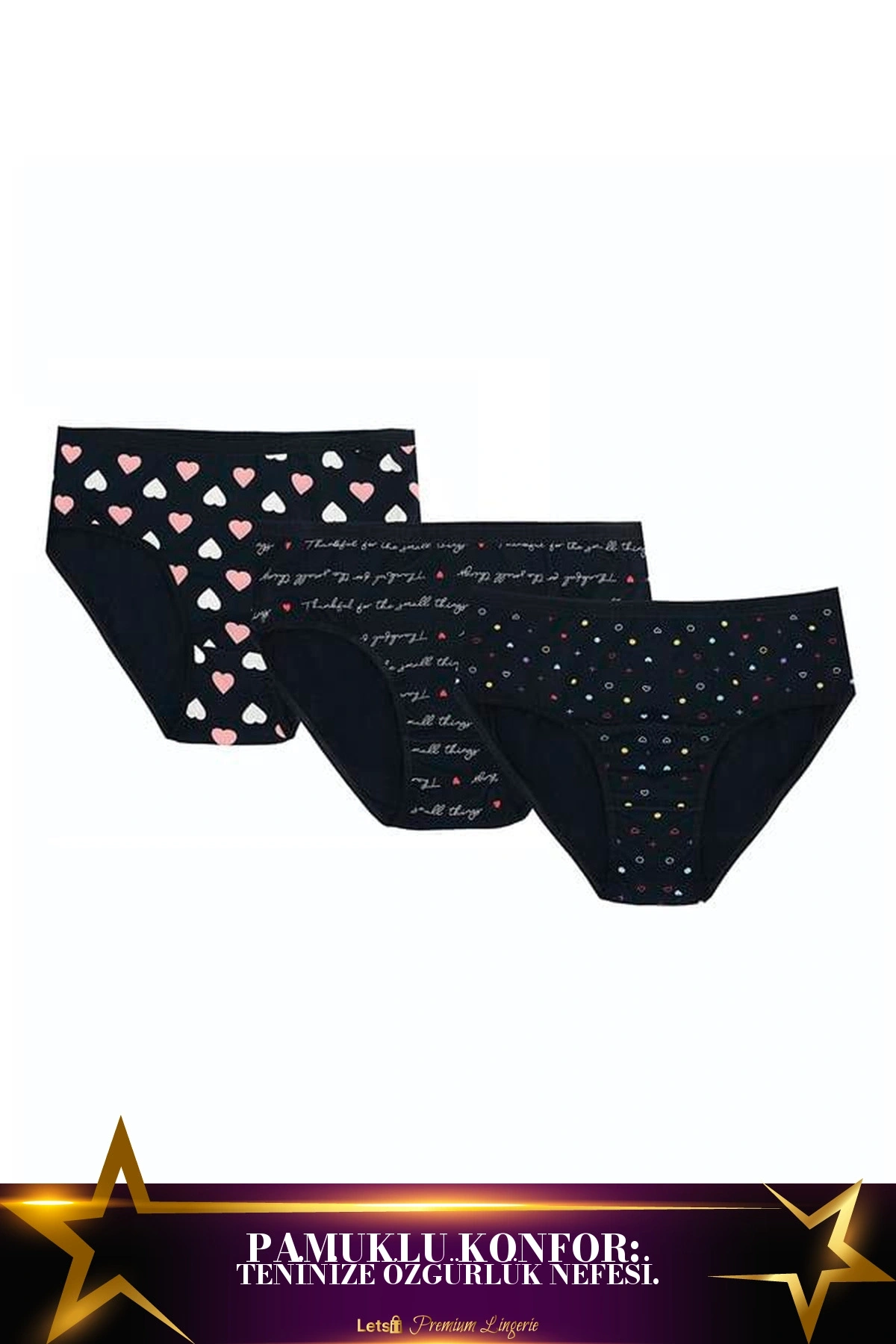 Büyük Pamuklu Likralı 3Lü Külot Seti Standart Renk