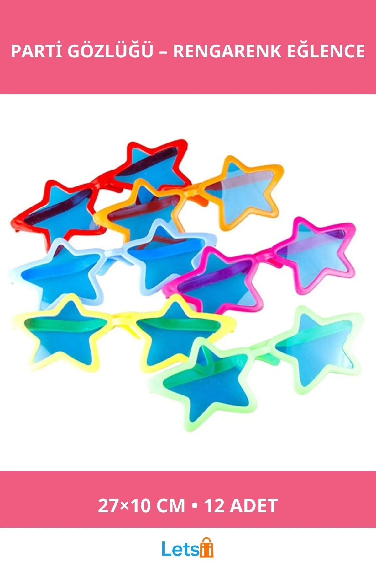 Büyük Yıldız Parti Gözlüğü Karışık Renk 12 Adet