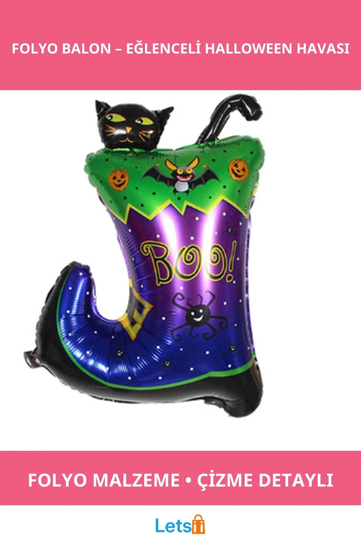 Cadılar Bayramı Çizmeli Kara Kedi Folyo Balon