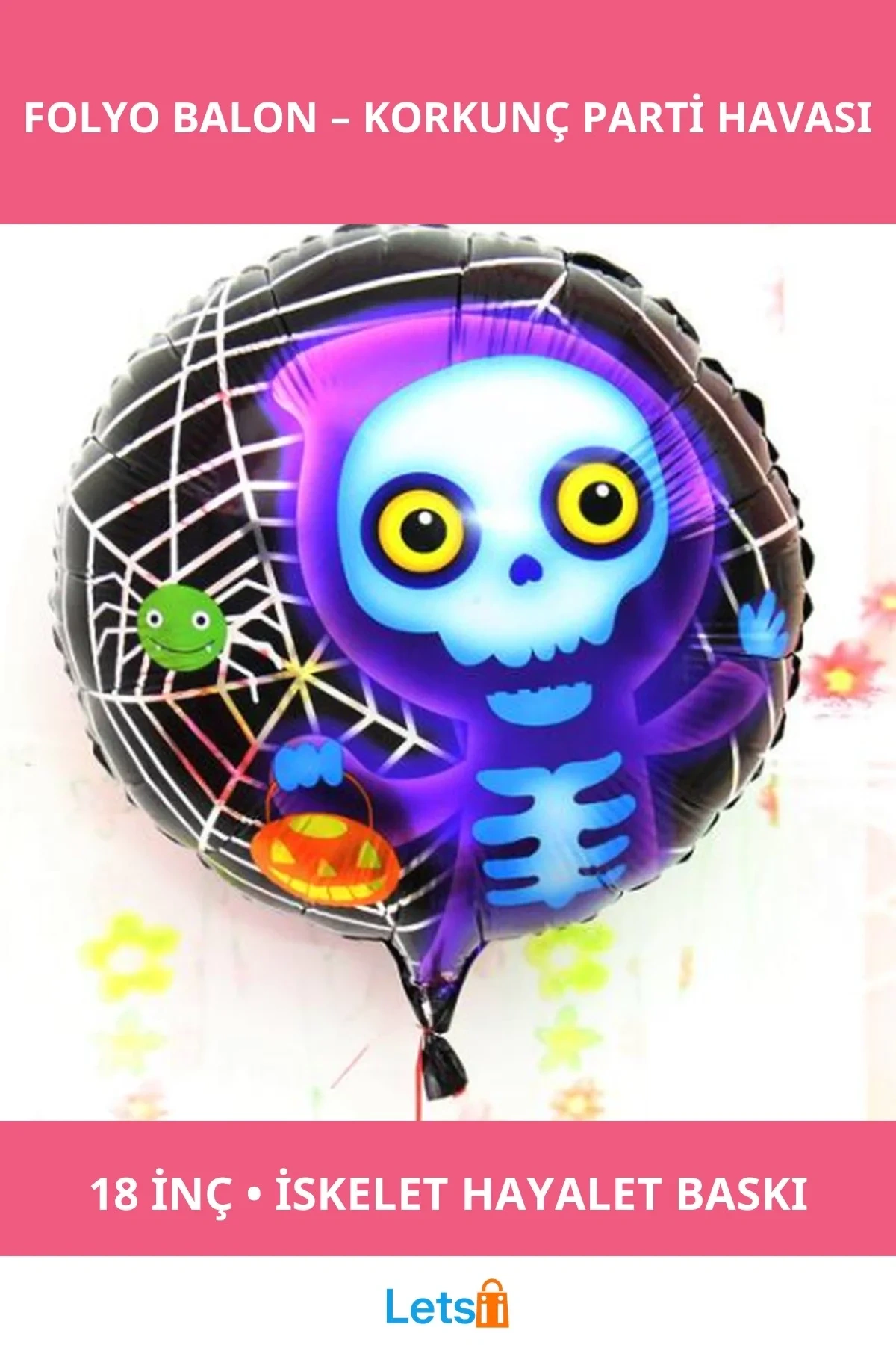 Cadılar Bayramı İskelet Hayalet Folyo Balon 18 İnç Dekoratif