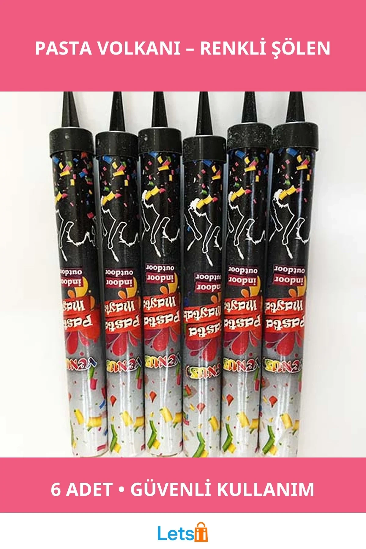 Canlı Renkli Eğlenceli Pasta Volkanı 6 Adet