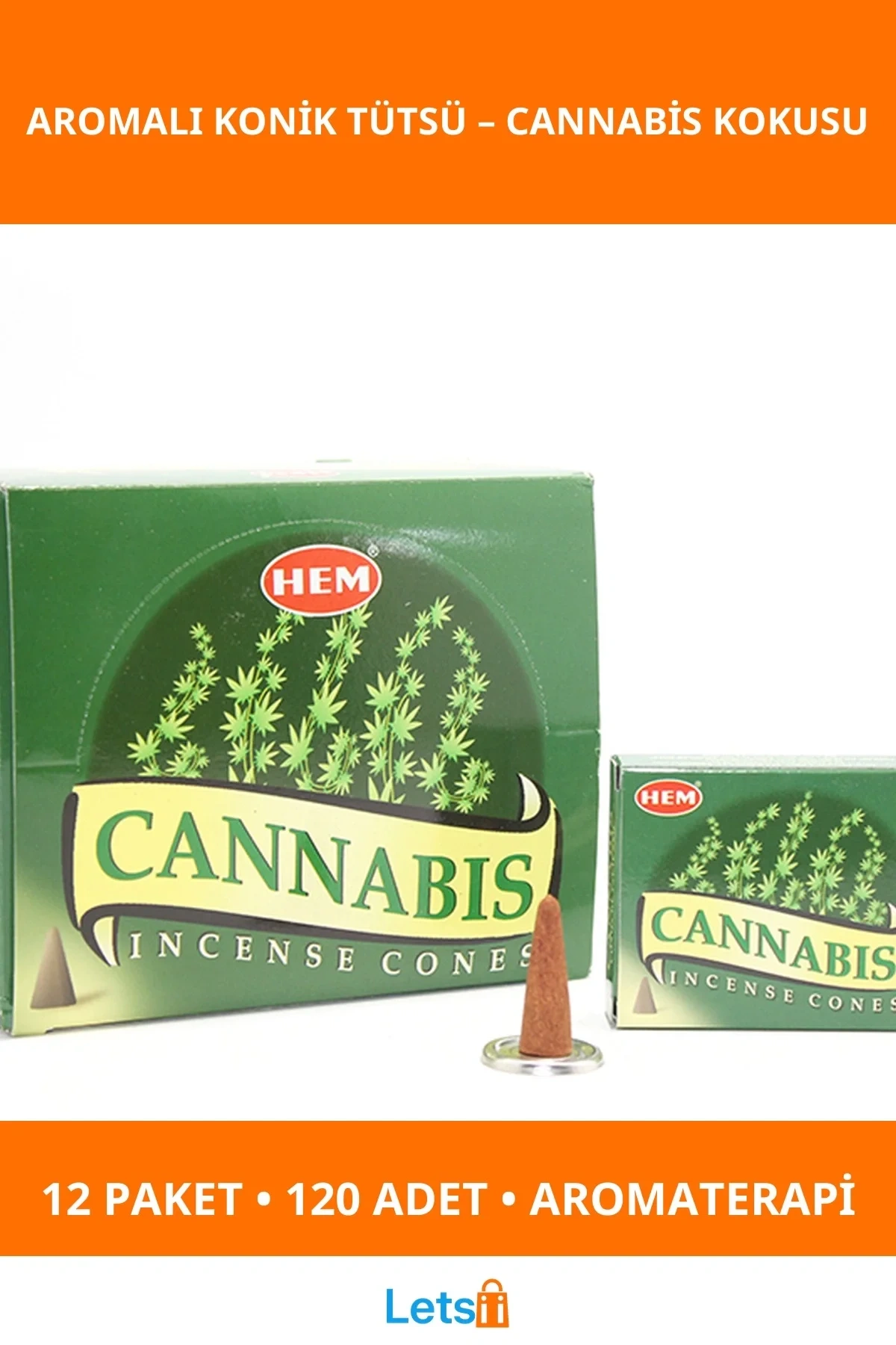 Cannabis Aromalı Rahatlatıcı Konik Tütsü 1 Kutu 12 Paket