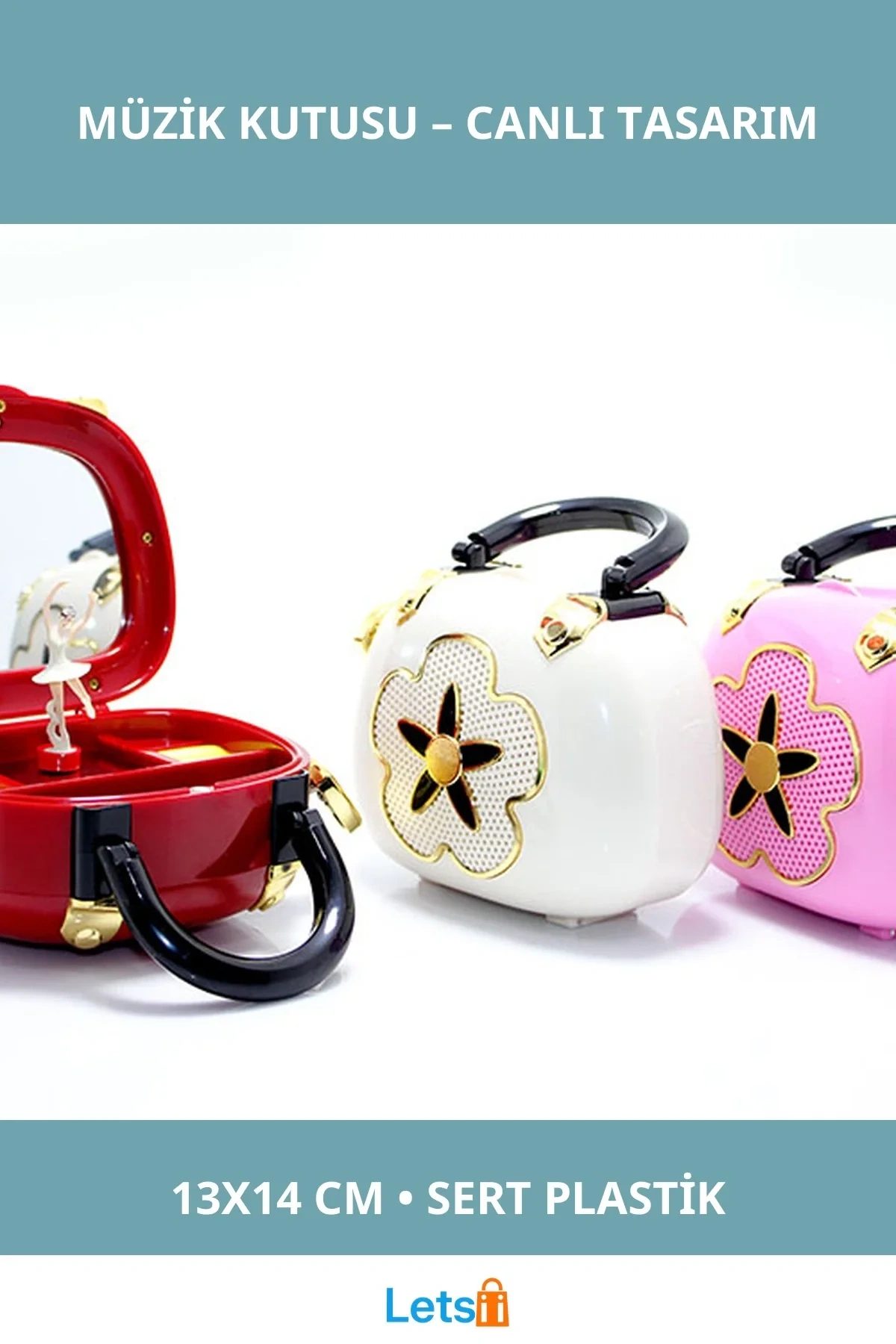 Çanta Tasarımlı Renkli Müzik Kutusu 13x14 cm