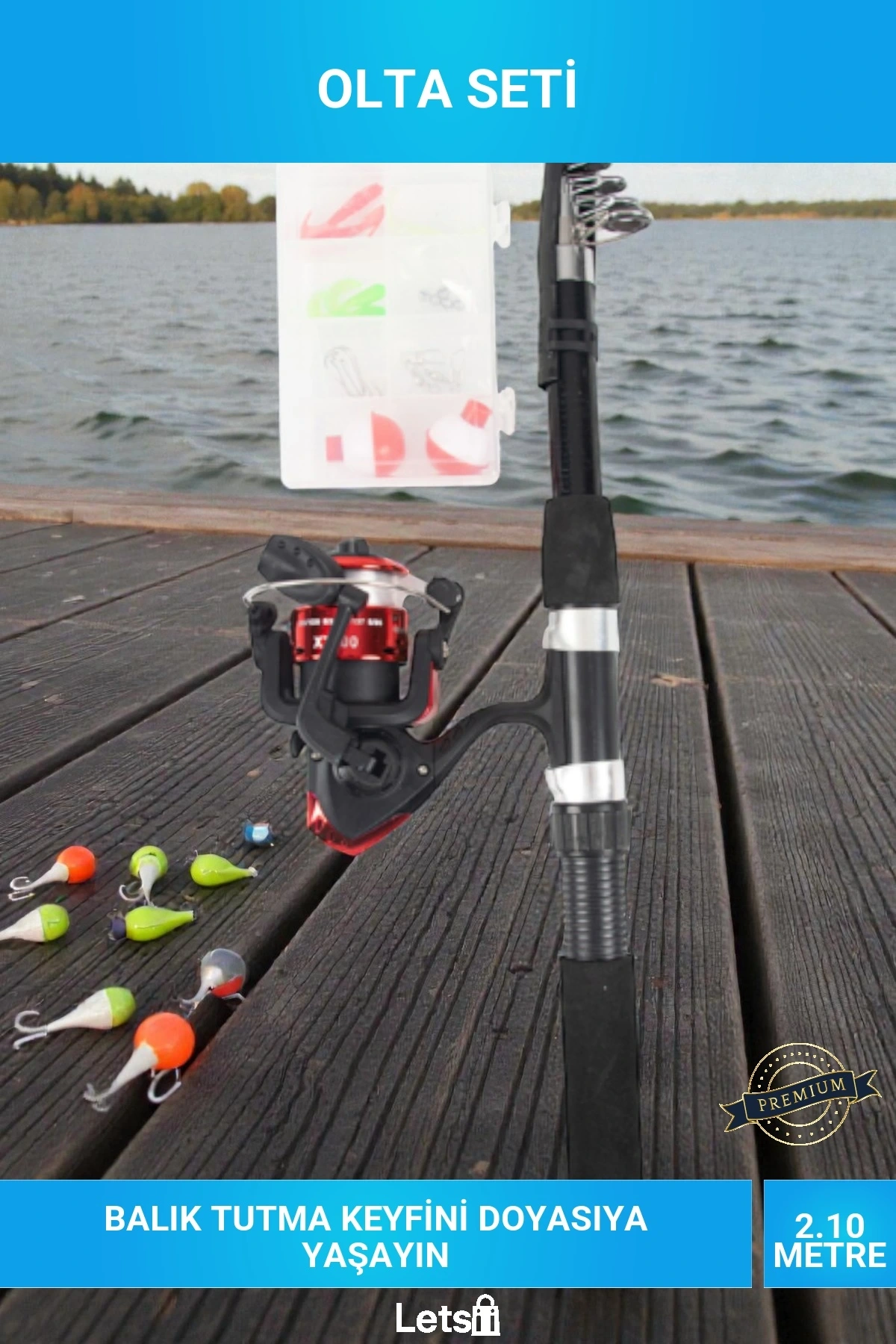 Çantalı Orta Boy 2.10m Teleskopik Karbon Olta Seti Takımı