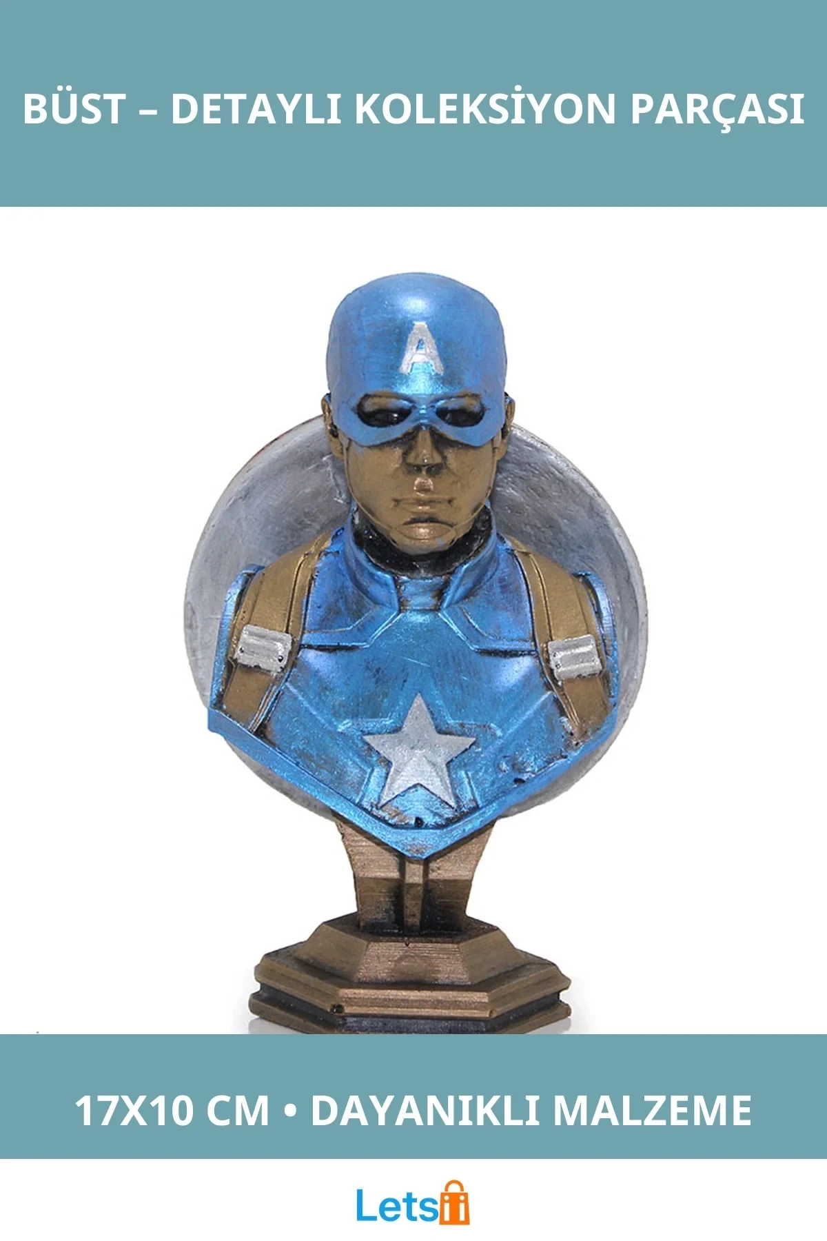 Captain America Detaylı Figür Büst 17x10 cm Marvel