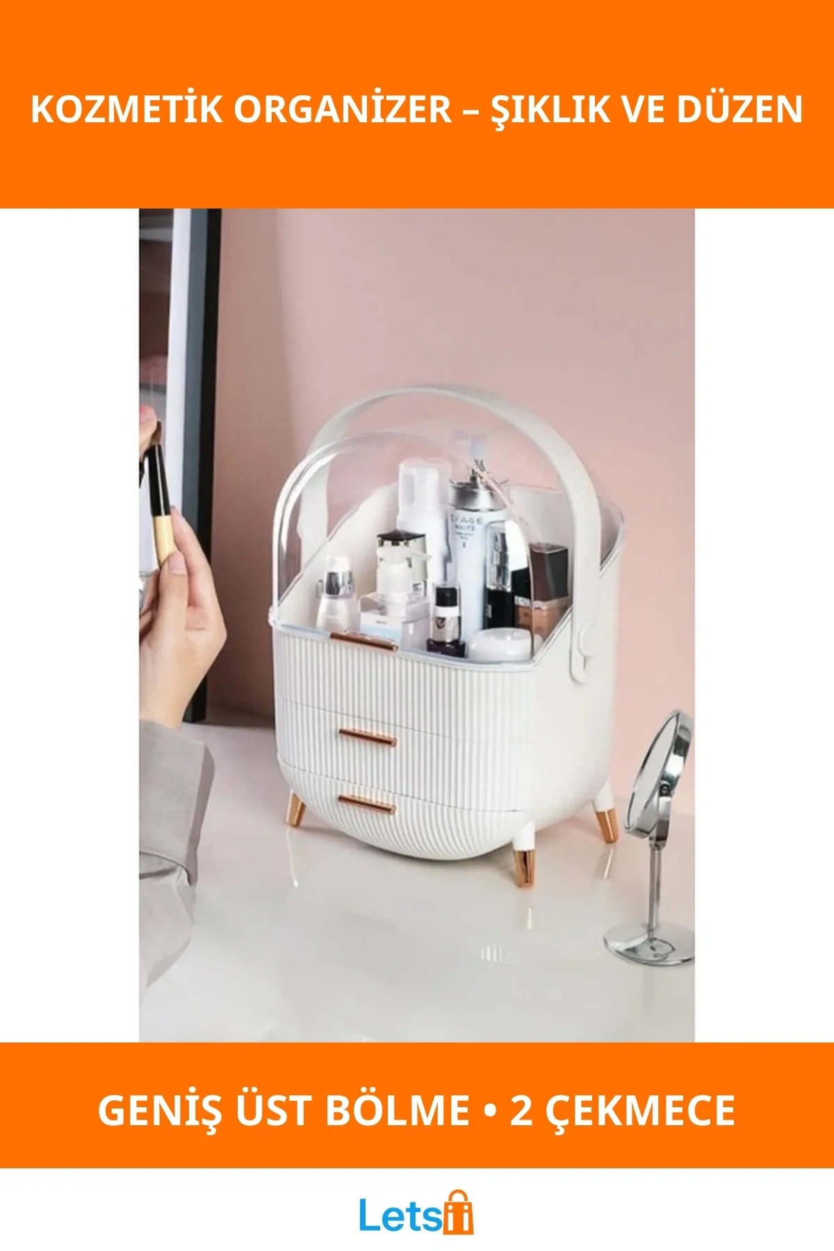 Çekmeceli Şık Kozmetik Organizer Beyaz