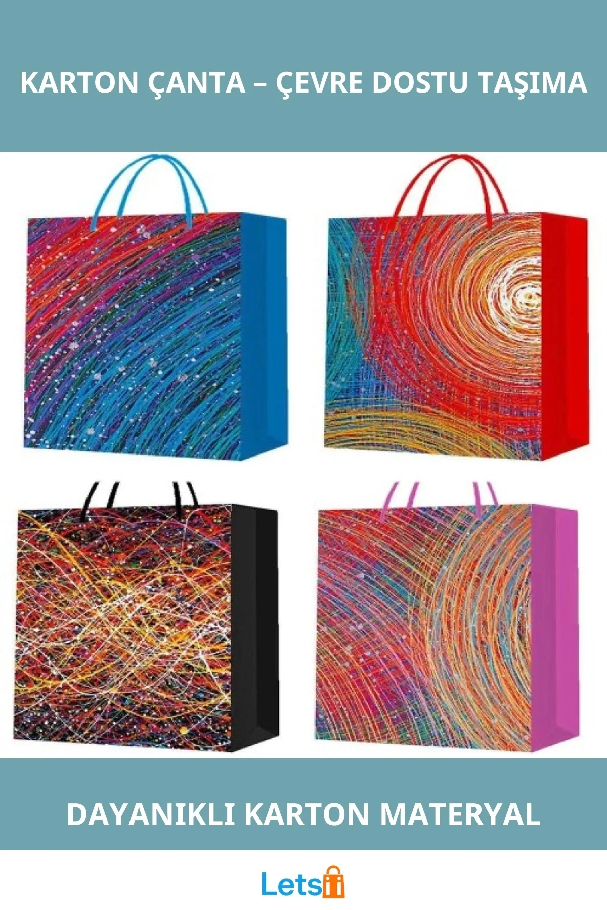 Çevre Dostu Büyük Boy İpli Karton Çanta 26x32 cm