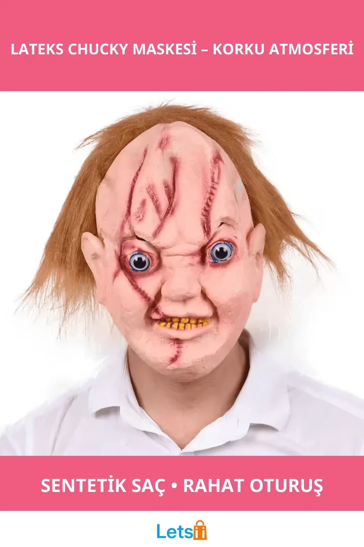 Chucky Saçlı Lateks Korkunç Maske