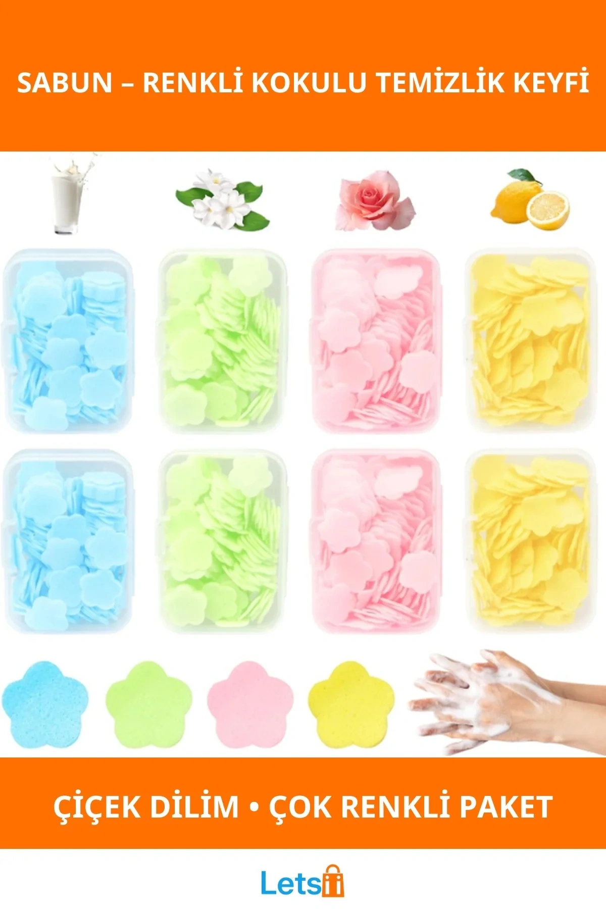 Çiçek Şeklinde Renkli Sihirli Sabun Dilimleri