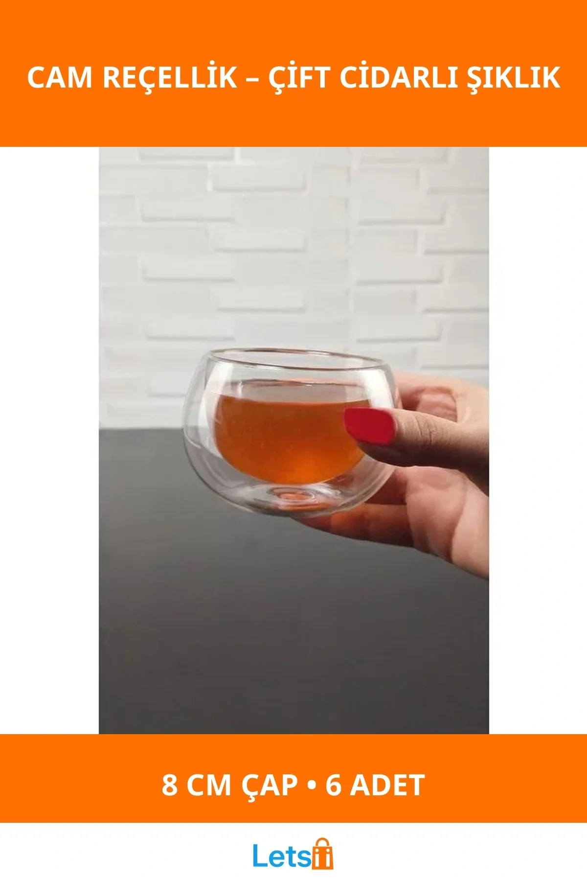 Çift Cidarlı Borosilikat Cam Reçellik 6 Adet